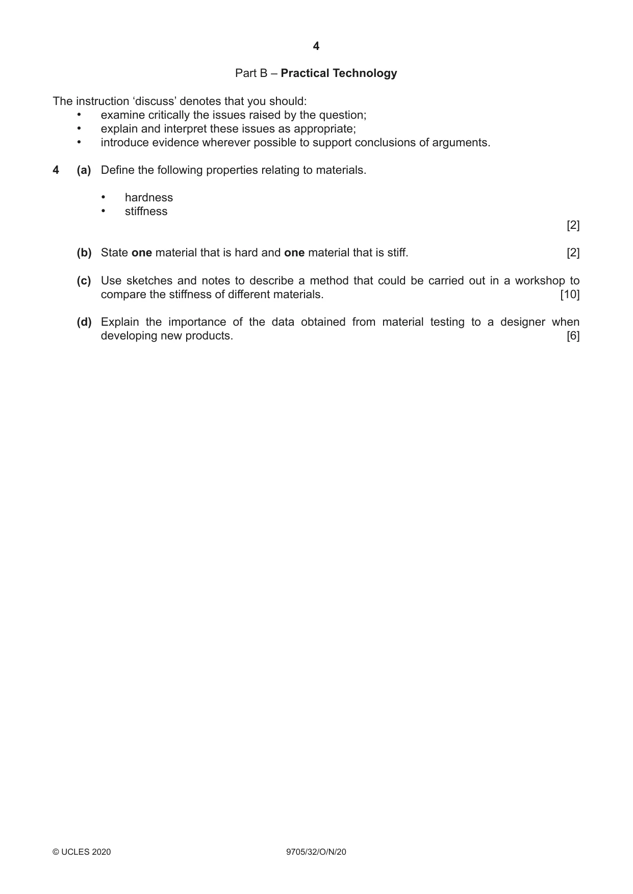 Cambridge A Level Design and Technology 9705 2020 Oct/Nov Paper 3 · Variant 2 question paper, page 4 of 12