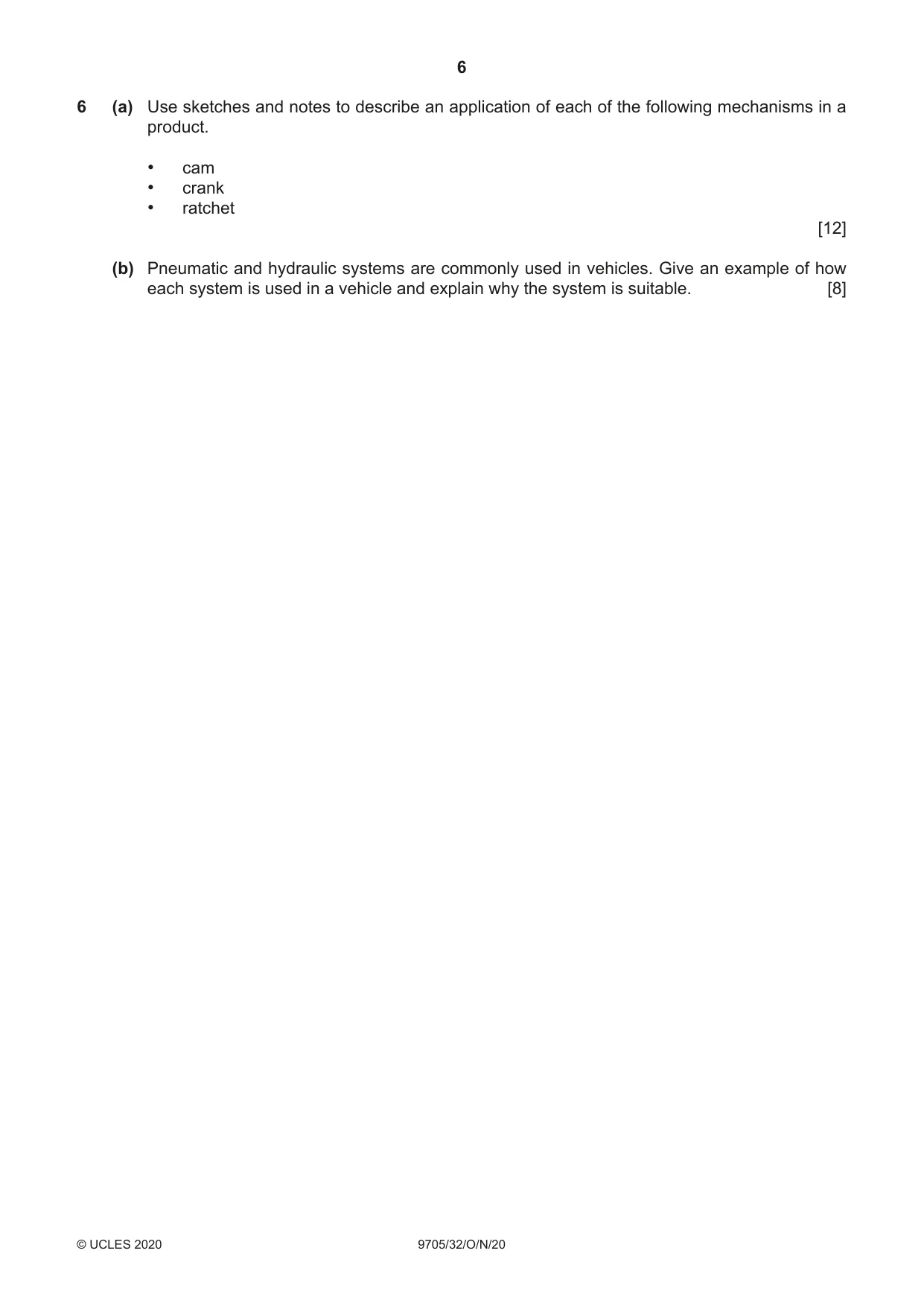 Cambridge A Level Design and Technology 9705 2020 Oct/Nov Paper 3 · Variant 2 question paper, page 6 of 12