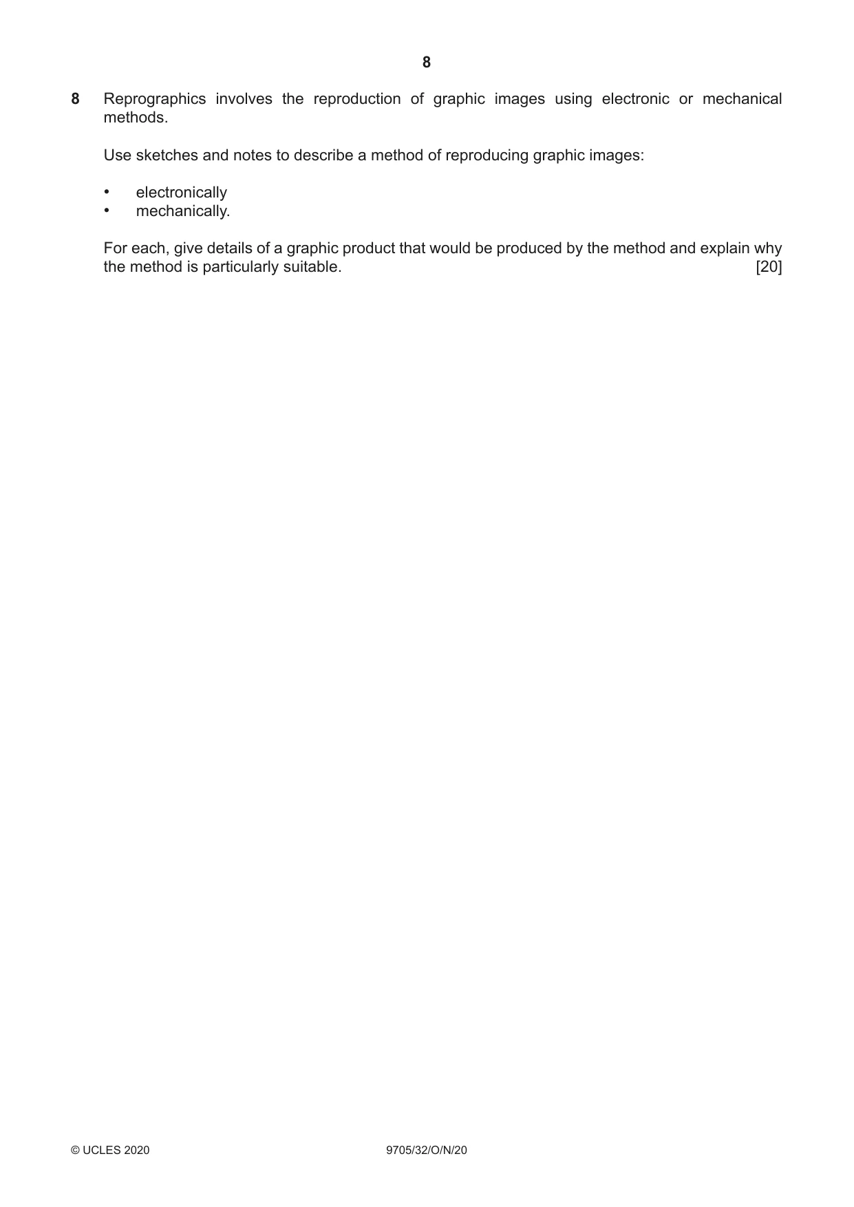 Cambridge A Level Design and Technology 9705 2020 Oct/Nov Paper 3 · Variant 2 question paper, page 8 of 12