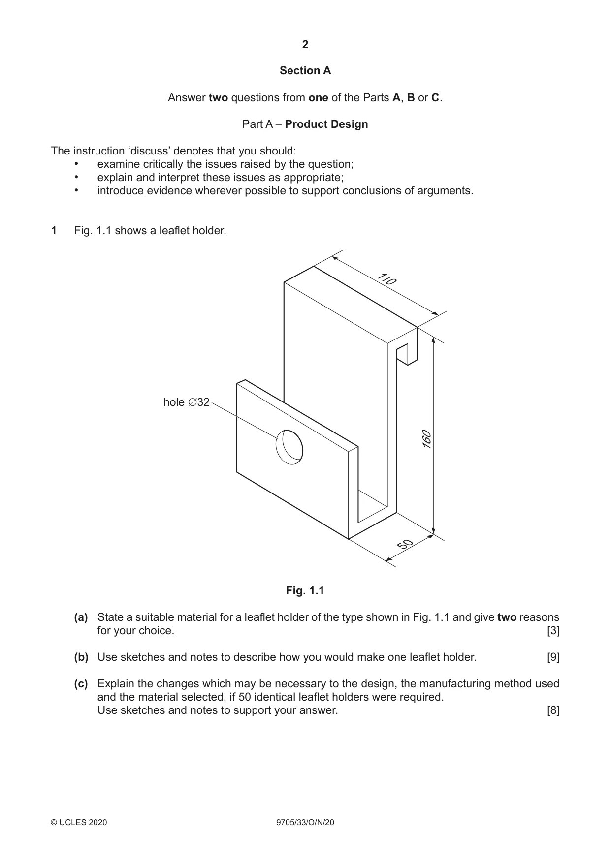 Cambridge A Level Design and Technology 9705 2020 Oct/Nov Paper 3 · Variant 3 question paper, page 2 of 12