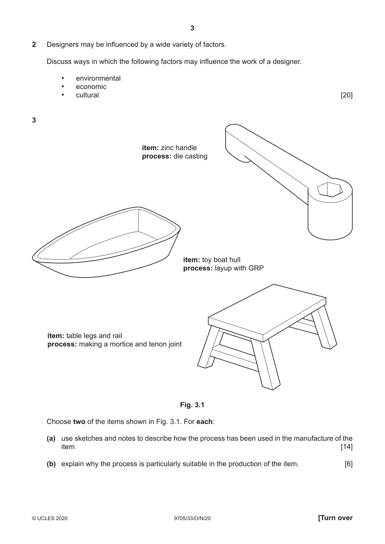 Cambridge A Level Design and Technology 9705 2020 Oct/Nov Paper 3 · Variant 3 question paper, page 3 of 12