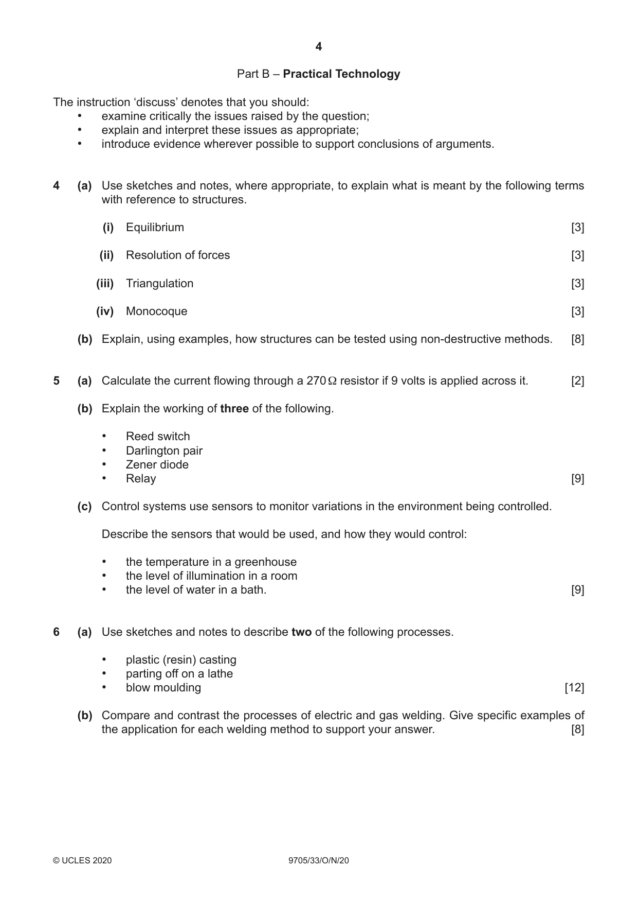 Cambridge A Level Design and Technology 9705 2020 Oct/Nov Paper 3 · Variant 3 question paper, page 4 of 12