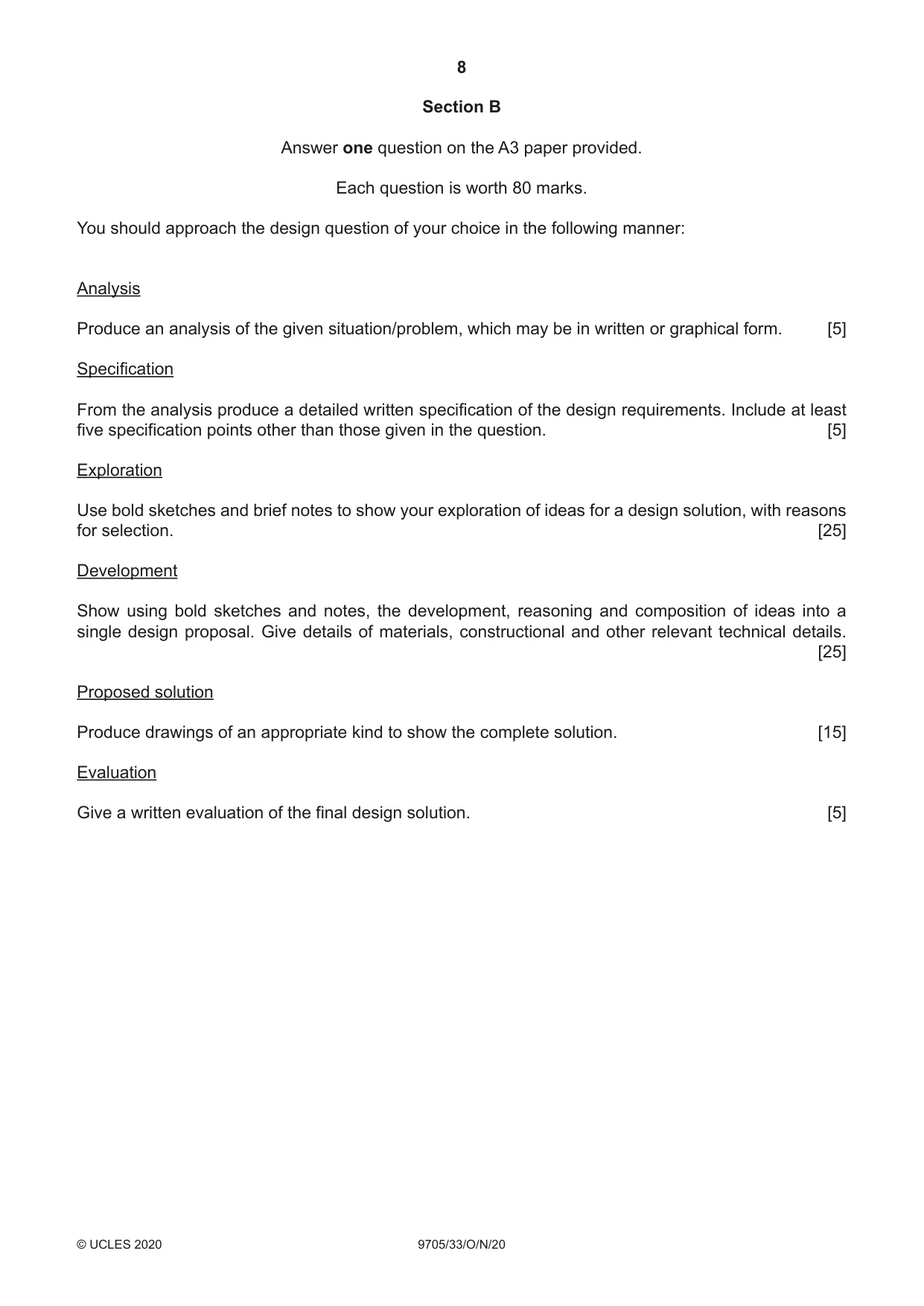 Cambridge A Level Design and Technology 9705 2020 Oct/Nov Paper 3 · Variant 3 question paper, page 8 of 12