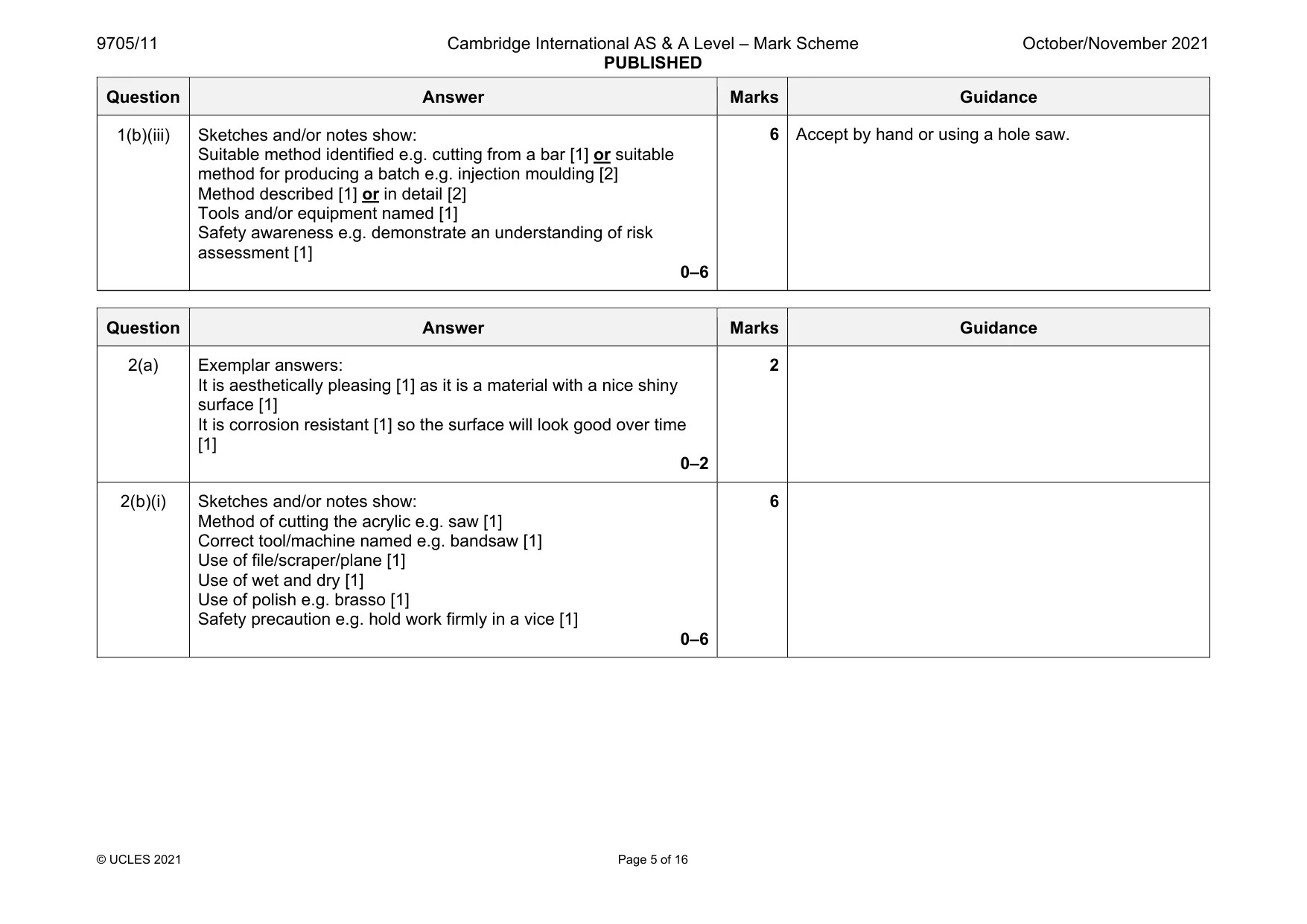 Mark scheme, page 5 of 16