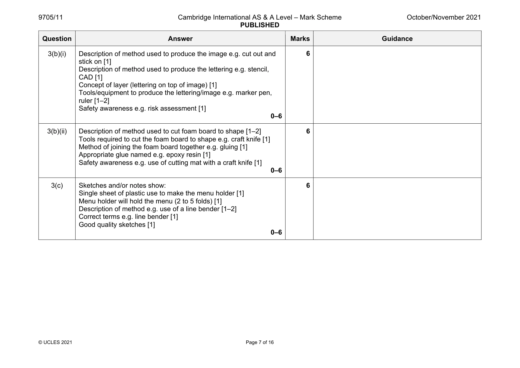 Mark scheme, page 7 of 16