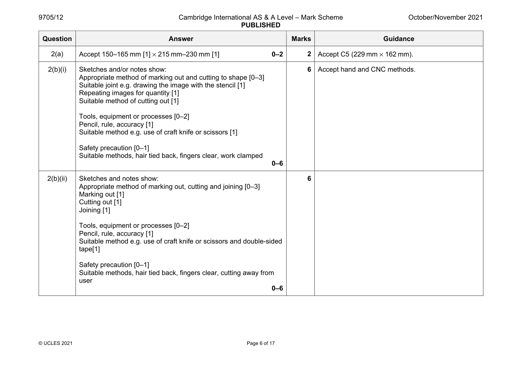 Mark scheme, page 6 of 17