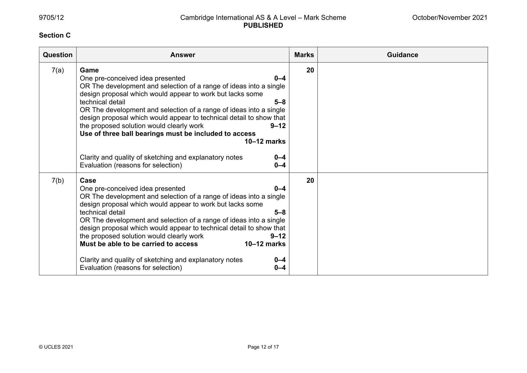 Mark scheme, page 12 of 17