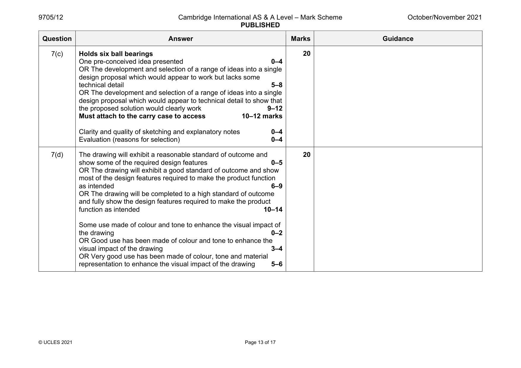 Mark scheme, page 13 of 17