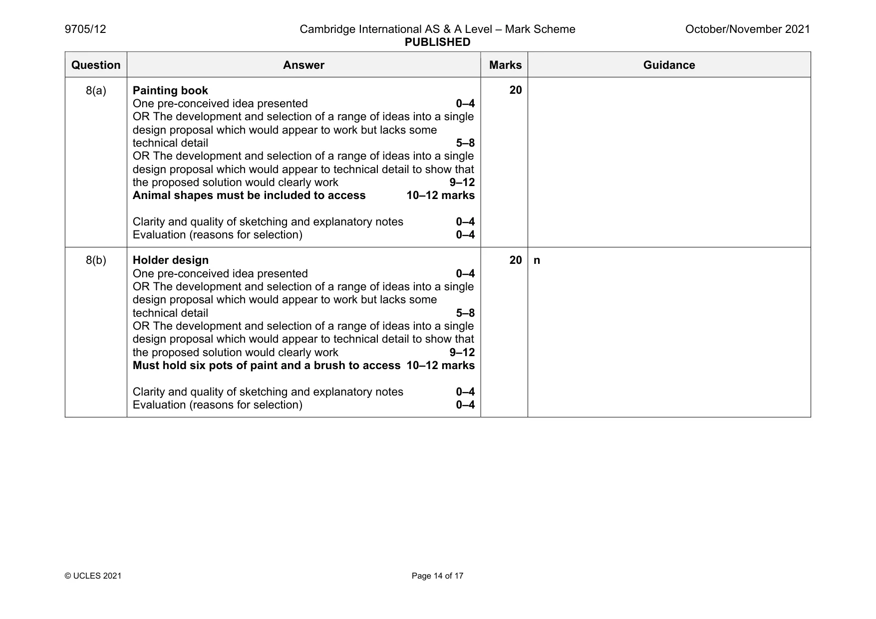 Mark scheme, page 14 of 17