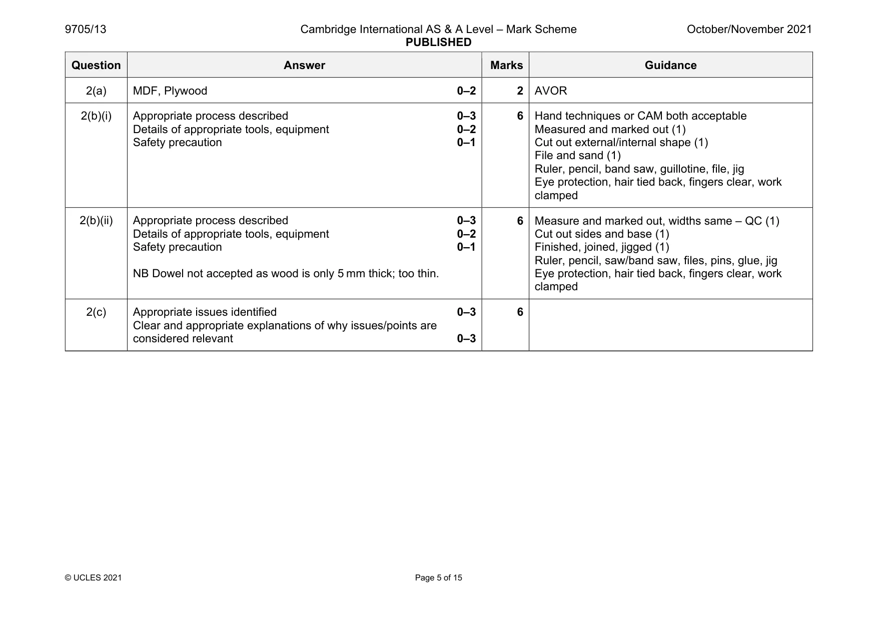 Mark scheme, page 5 of 15