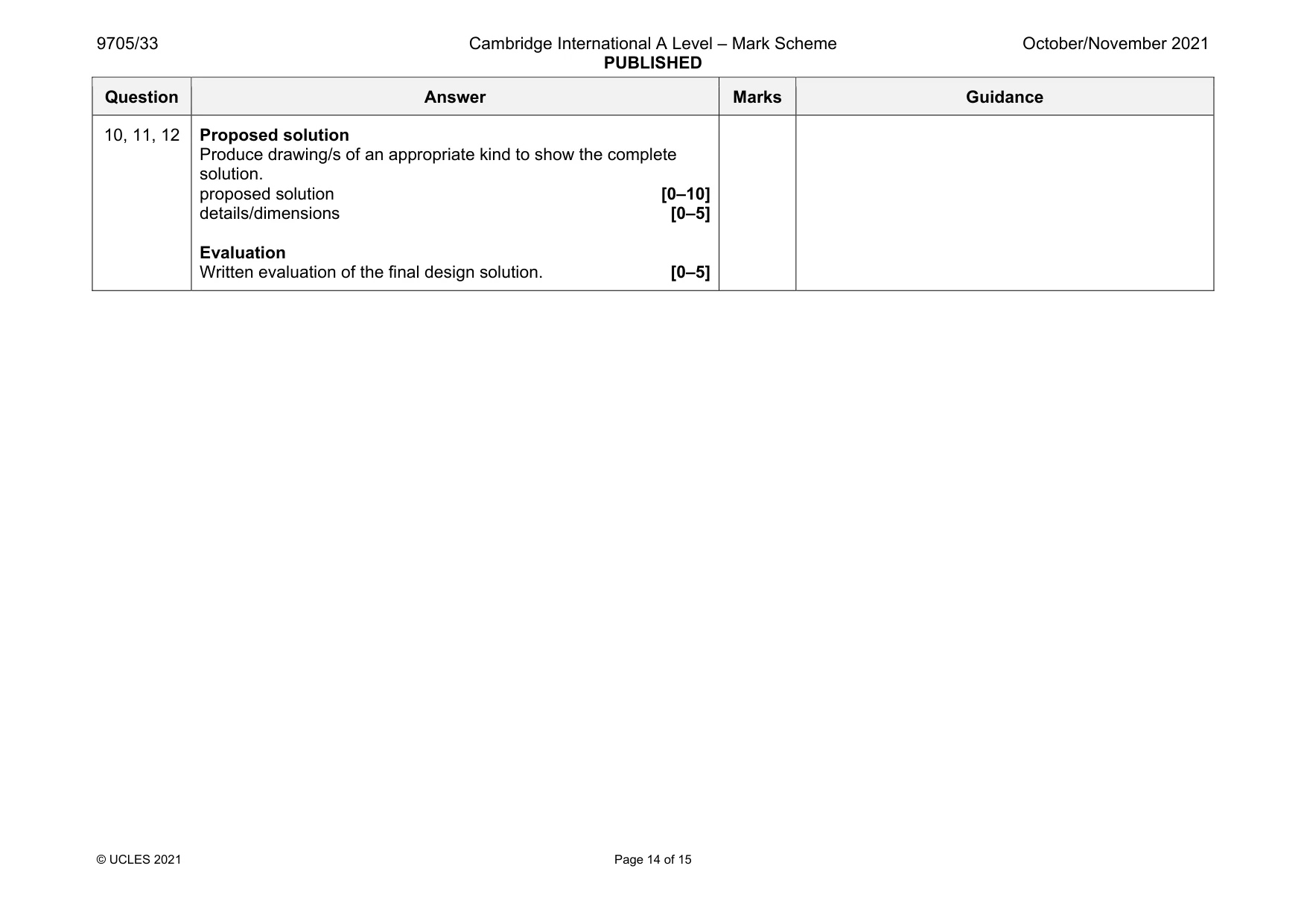 Mark scheme, page 14 of 15