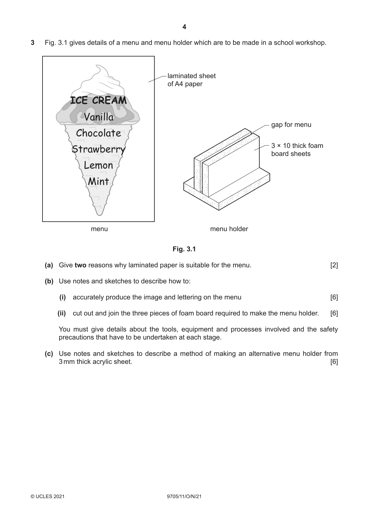 Cambridge A Level Design and Technology 9705 2021 Oct/Nov Paper 1 · Variant 1 question paper, page 4 of 12