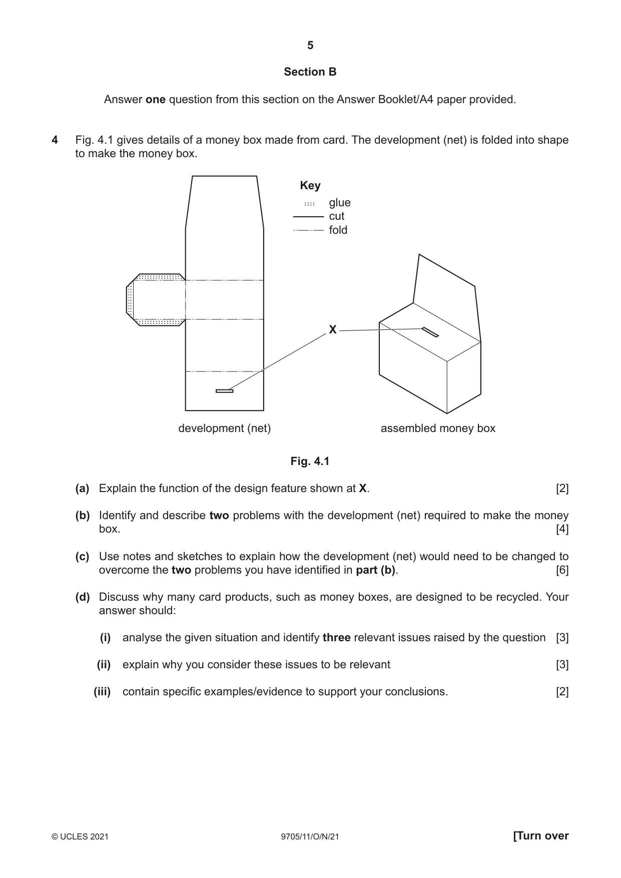 Cambridge A Level Design and Technology 9705 2021 Oct/Nov Paper 1 · Variant 1 question paper, page 5 of 12