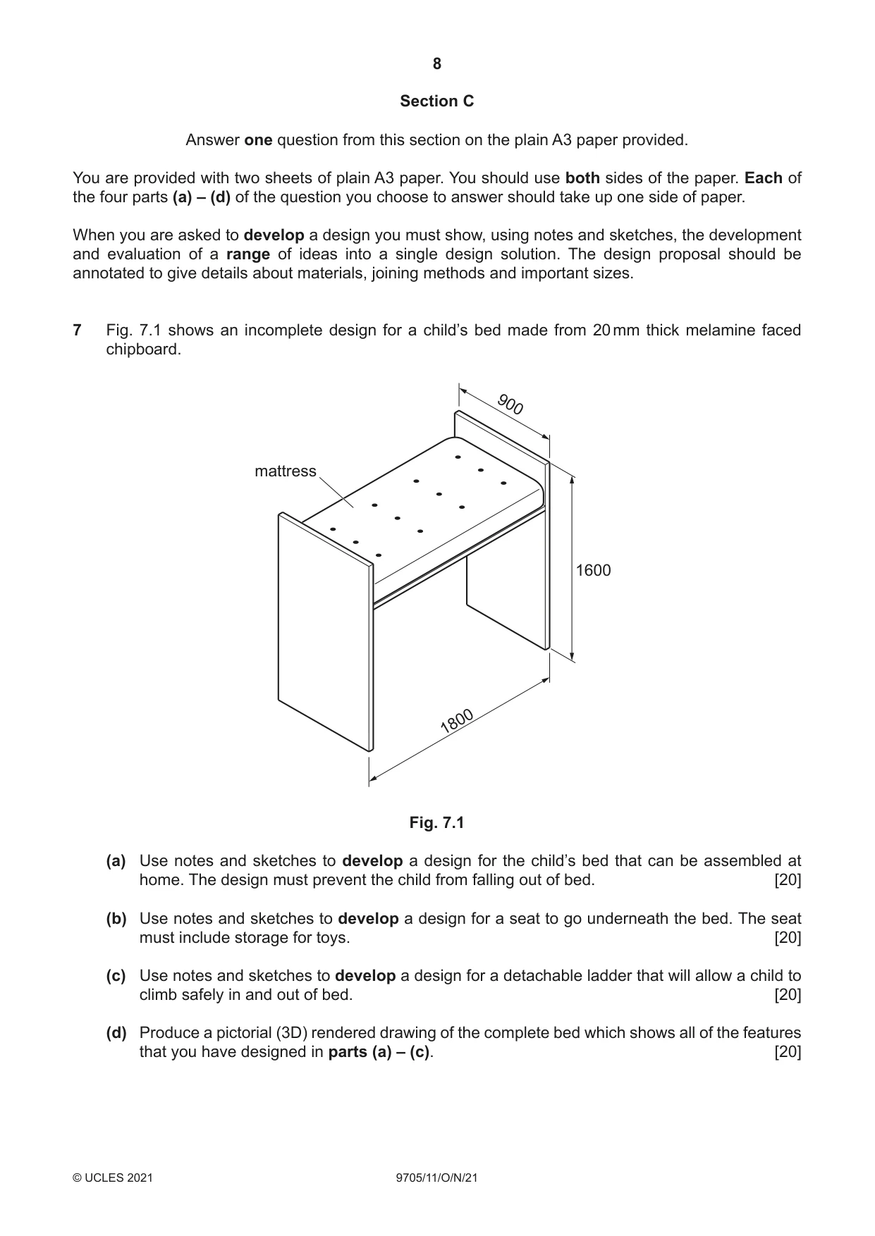 Cambridge A Level Design and Technology 9705 2021 Oct/Nov Paper 1 · Variant 1 question paper, page 8 of 12