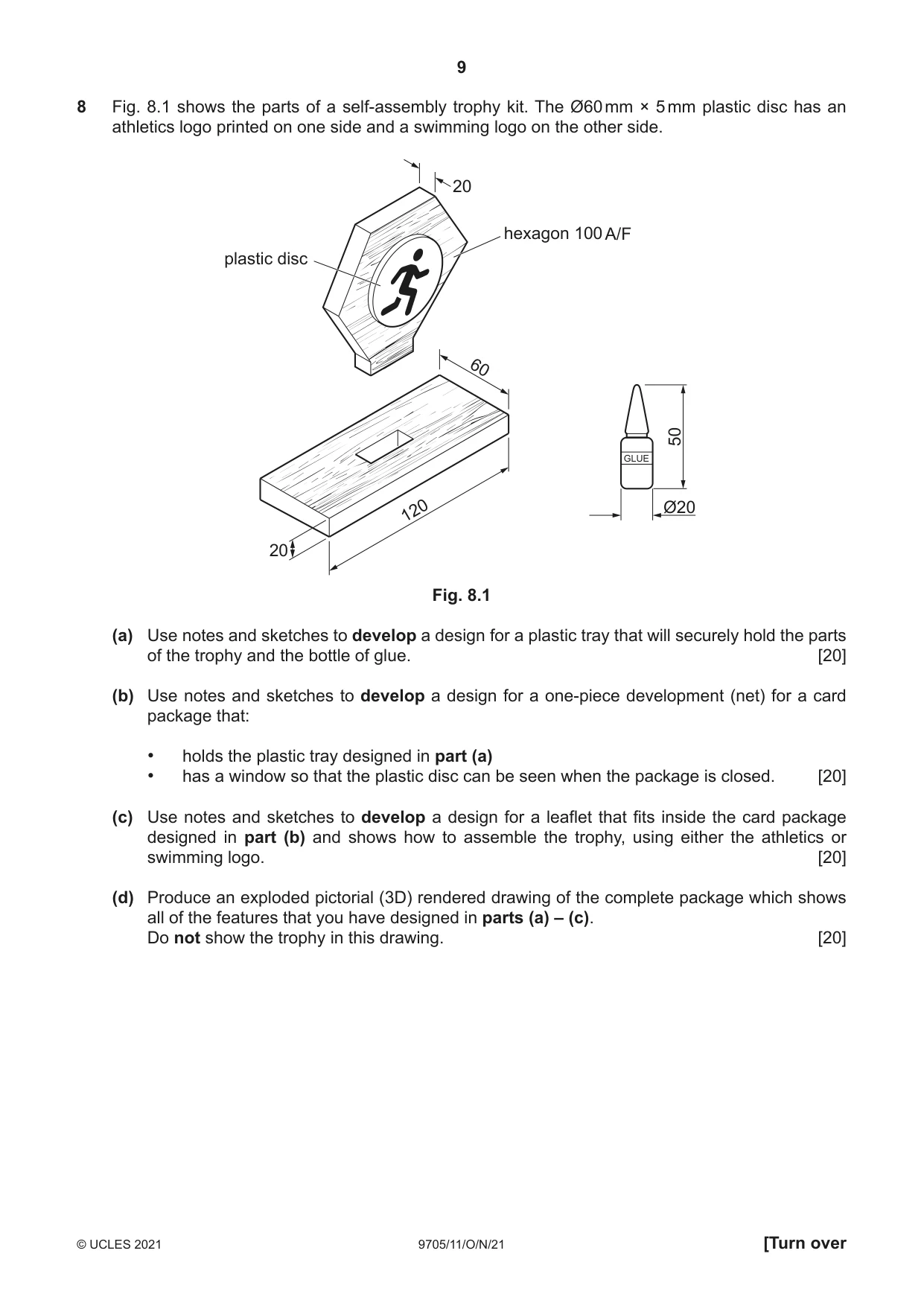 Cambridge A Level Design and Technology 9705 2021 Oct/Nov Paper 1 · Variant 1 question paper, page 9 of 12