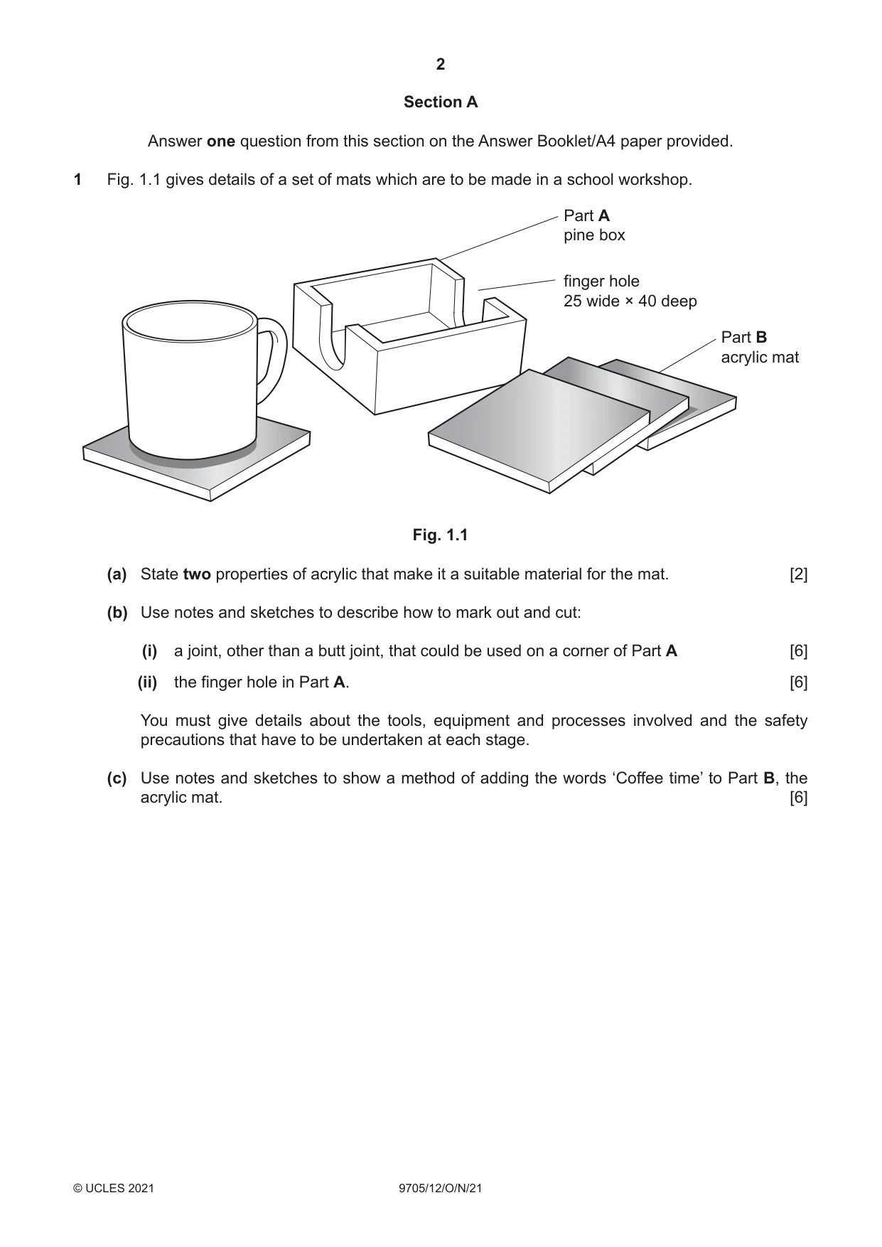 Cambridge A Level Design and Technology 9705 2021 Oct/Nov Paper 1 · Variant 2 question paper, page 2 of 12