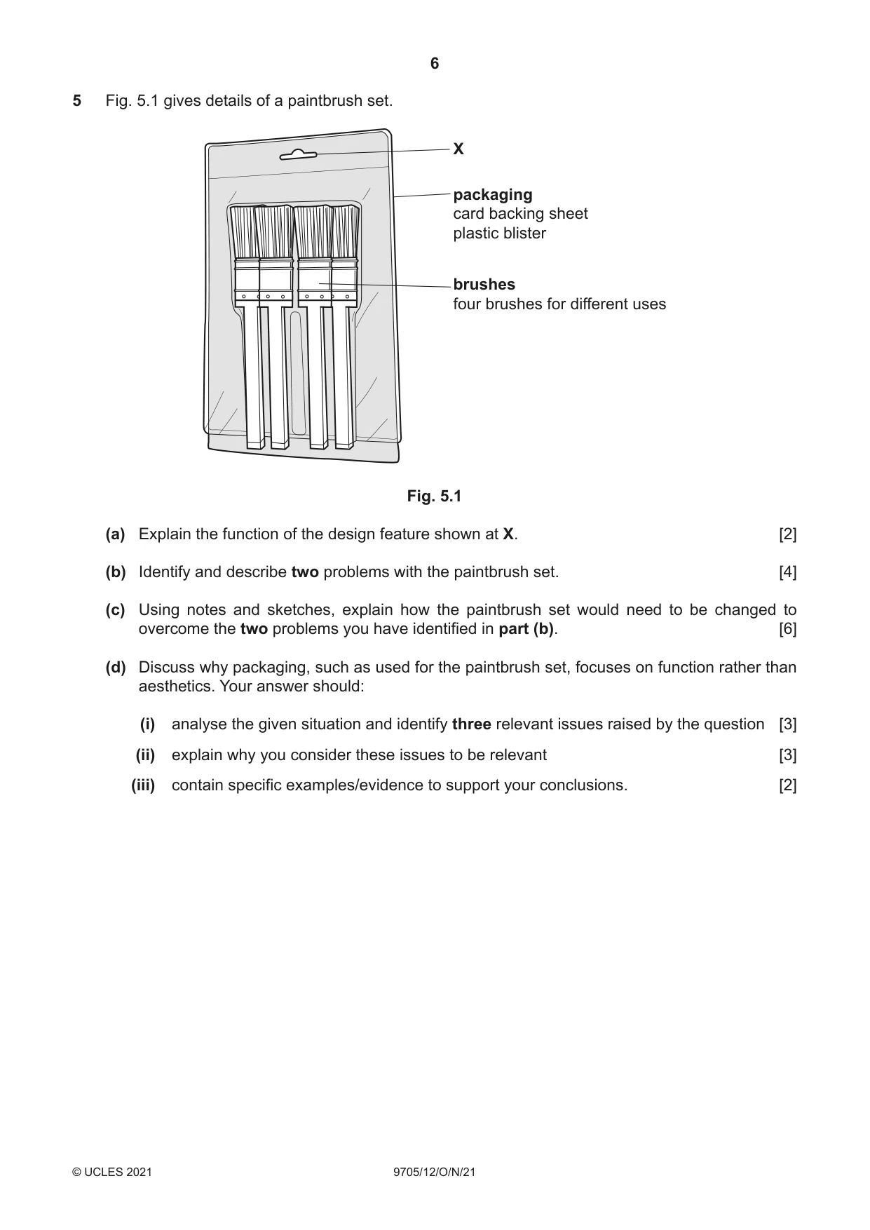 Cambridge A Level Design and Technology 9705 2021 Oct/Nov Paper 1 · Variant 2 question paper, page 6 of 12