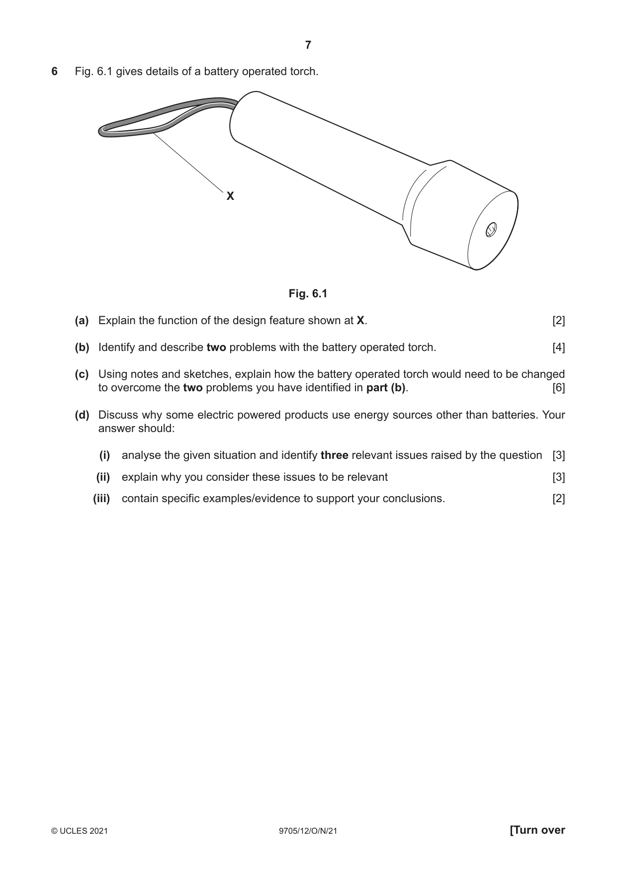 Cambridge A Level Design and Technology 9705 2021 Oct/Nov Paper 1 · Variant 2 question paper, page 7 of 12