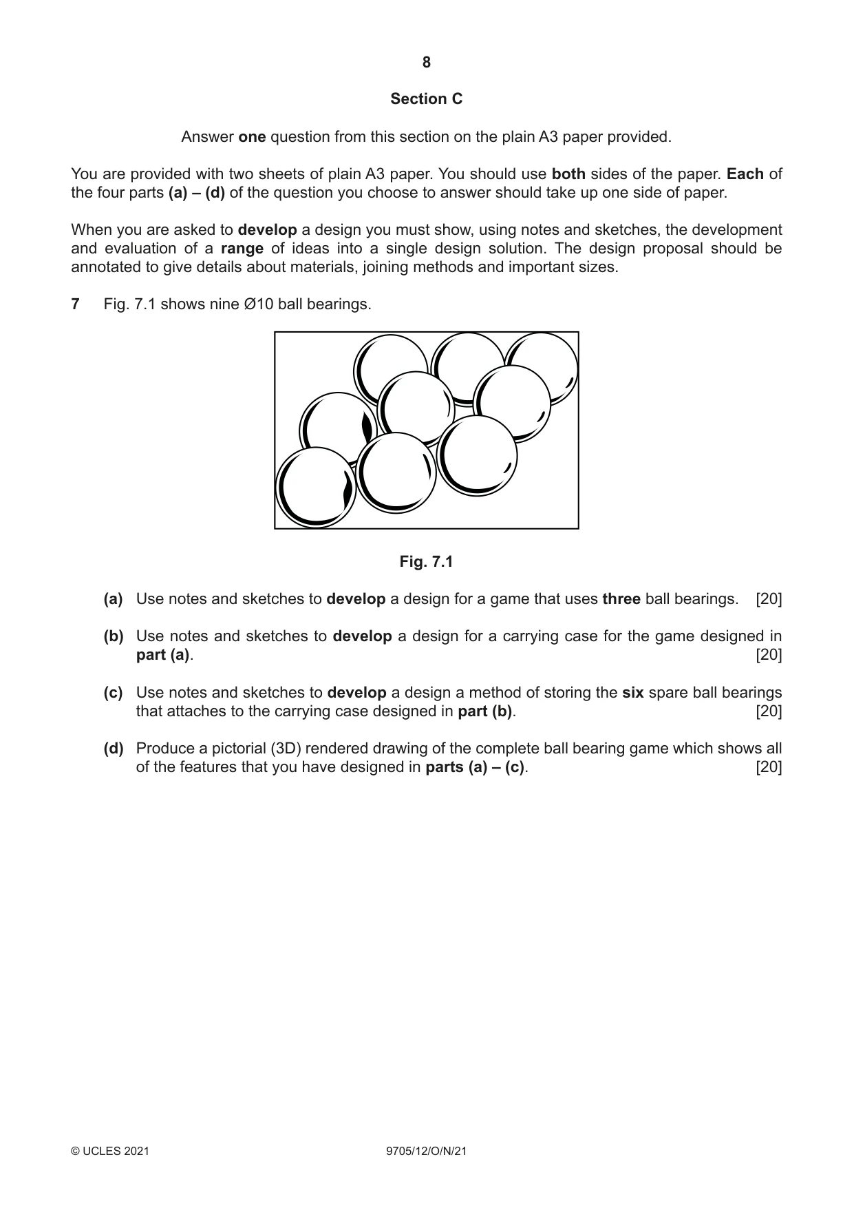 Cambridge A Level Design and Technology 9705 2021 Oct/Nov Paper 1 · Variant 2 question paper, page 8 of 12