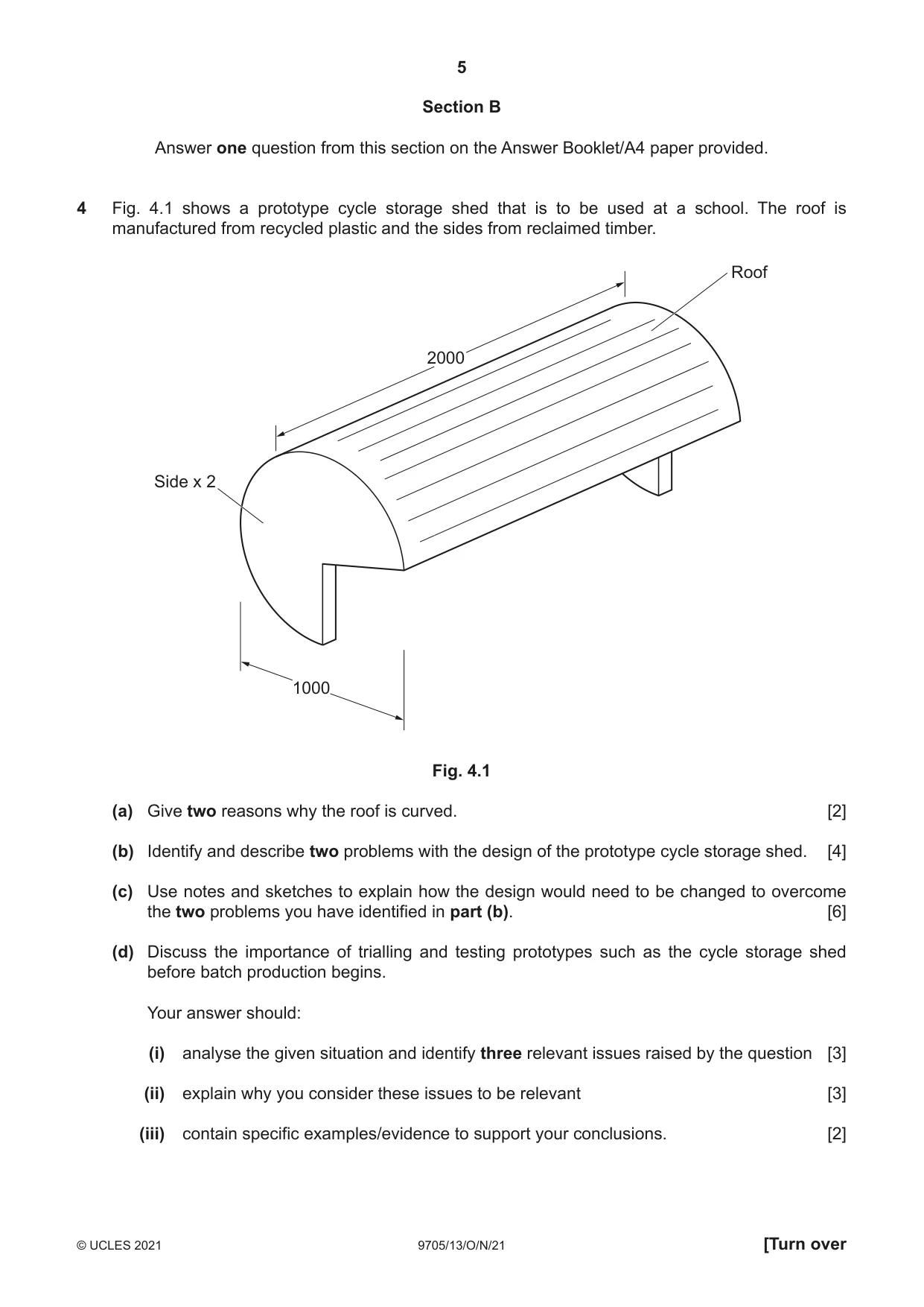 Cambridge A Level Design and Technology 9705 2021 Oct/Nov Paper 1 · Variant 3 question paper, page 5 of 12