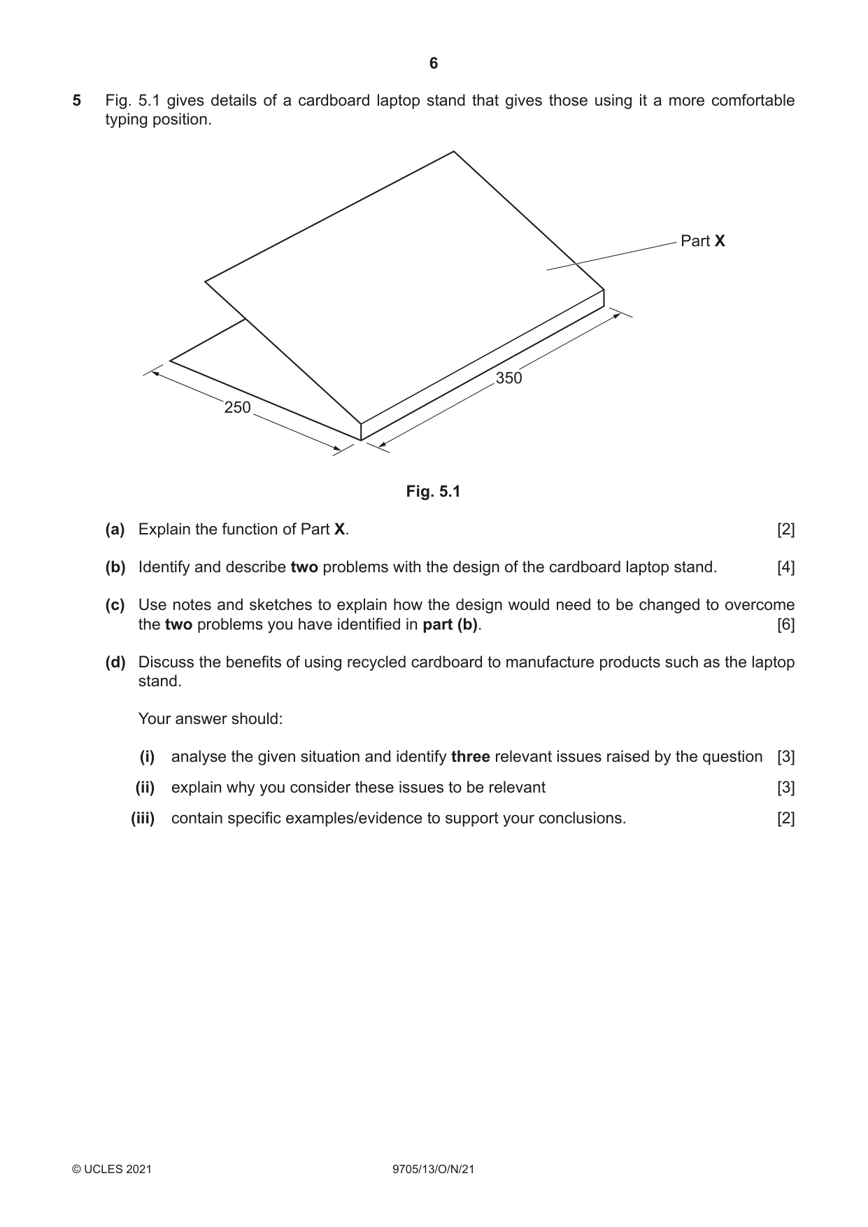 Cambridge A Level Design and Technology 9705 2021 Oct/Nov Paper 1 · Variant 3 question paper, page 6 of 12