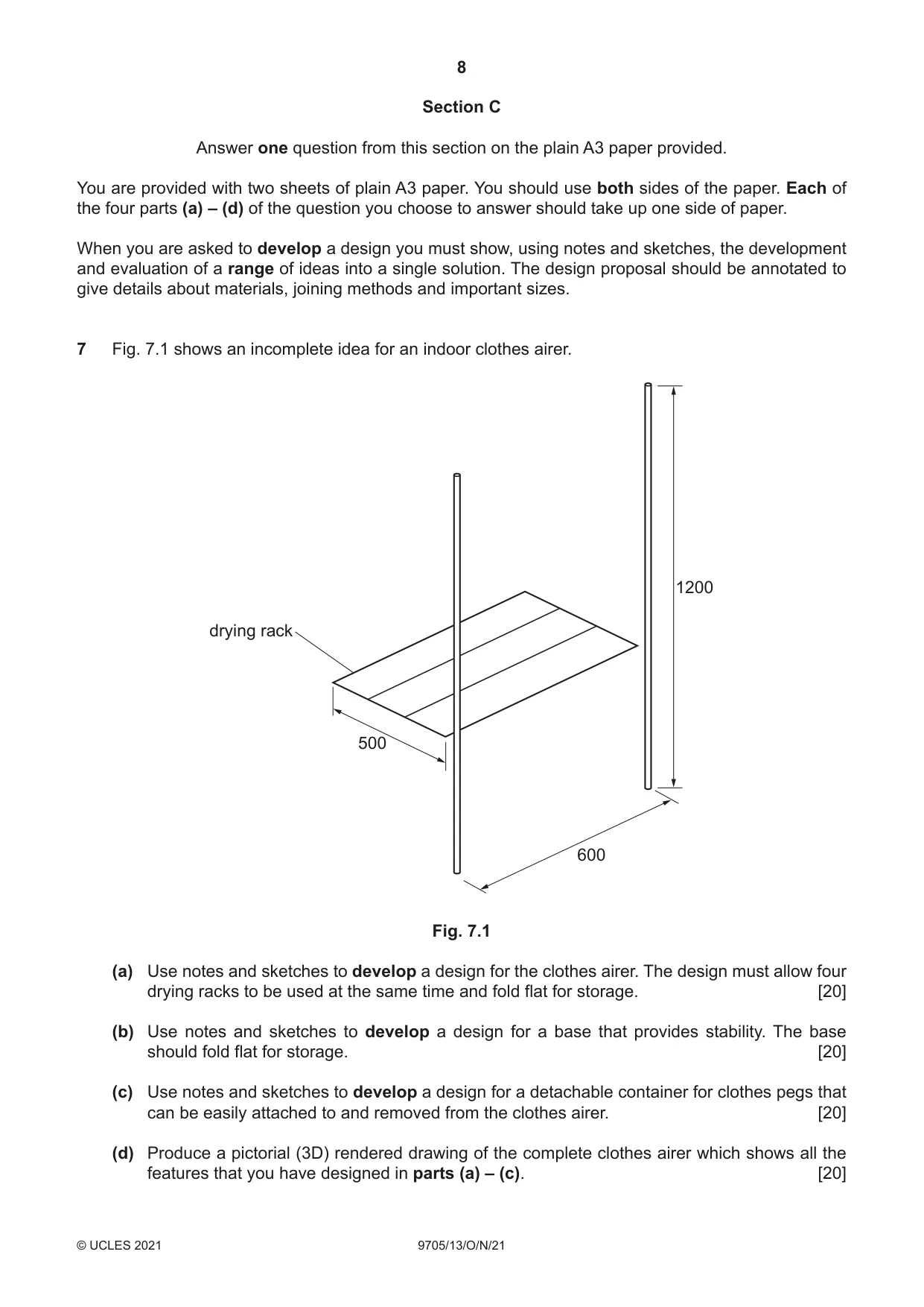 Cambridge A Level Design and Technology 9705 2021 Oct/Nov Paper 1 · Variant 3 question paper, page 8 of 12