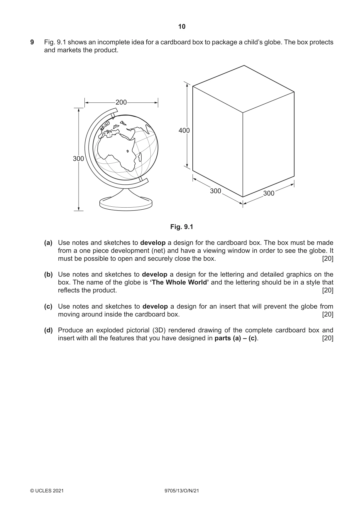 Cambridge A Level Design and Technology 9705 2021 Oct/Nov Paper 1 · Variant 3 question paper, page 10 of 12