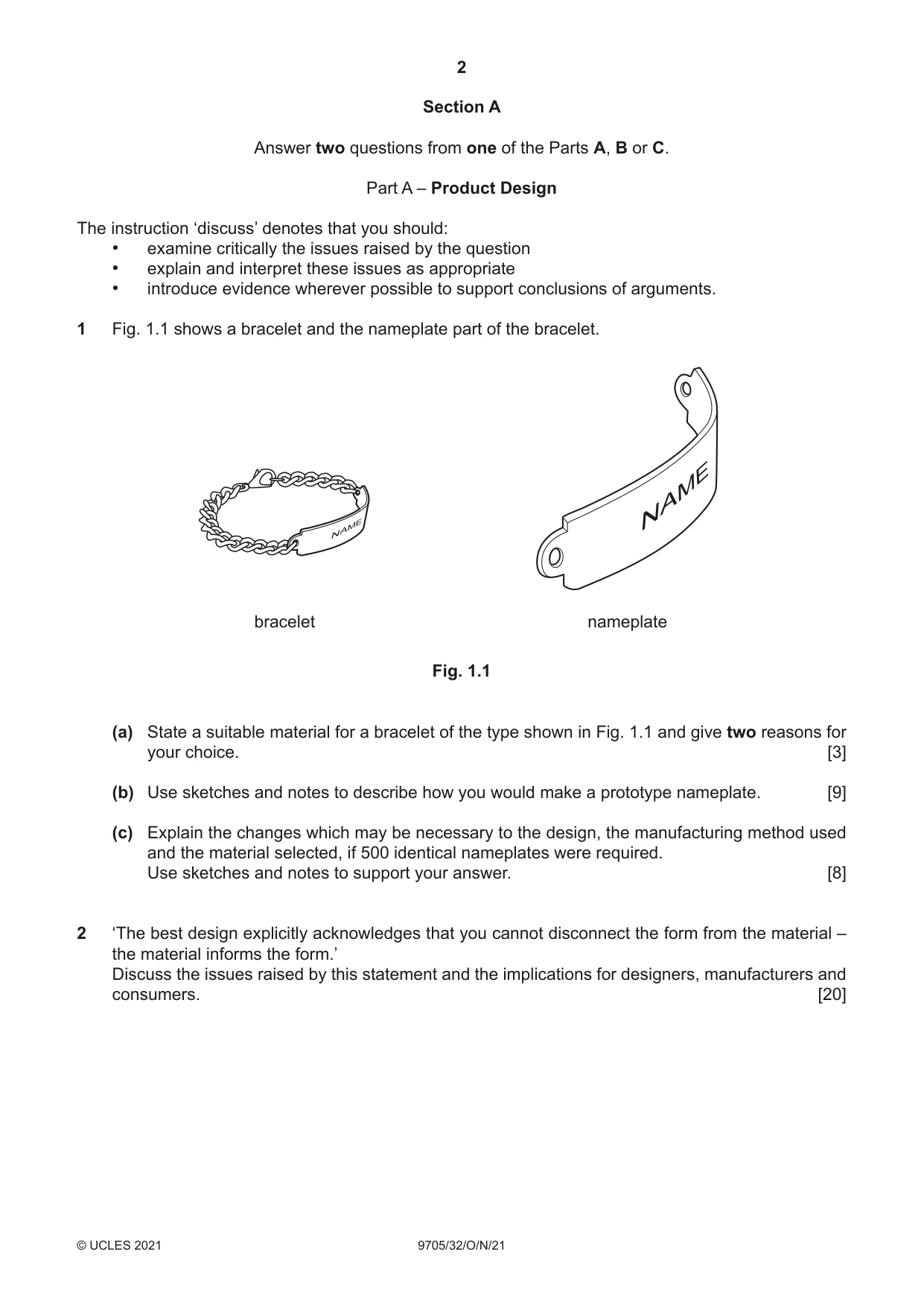 Cambridge A Level Design and Technology 9705 2021 Oct/Nov Paper 3 · Variant 2 question paper, page 2 of 12