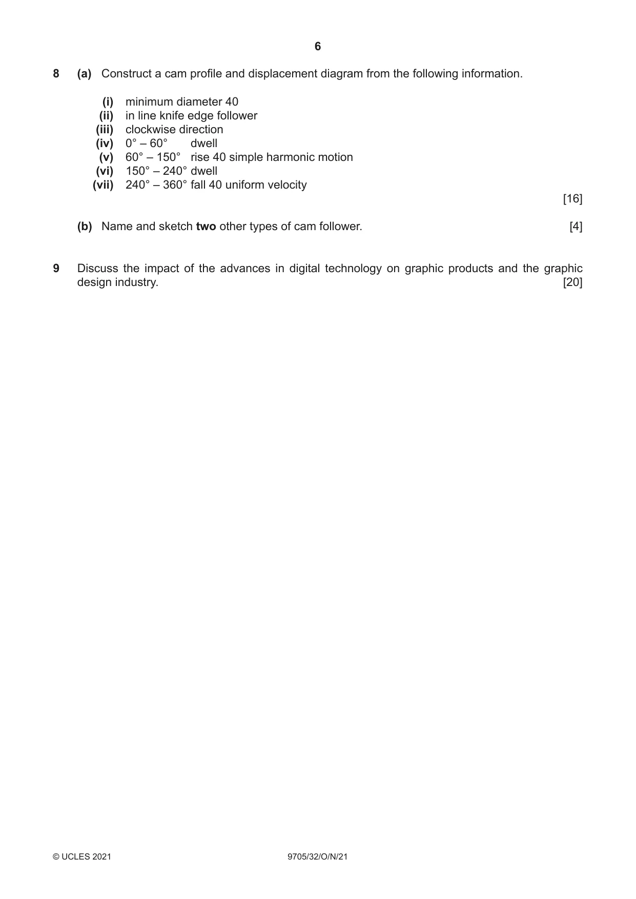 Cambridge A Level Design and Technology 9705 2021 Oct/Nov Paper 3 · Variant 2 question paper, page 6 of 12
