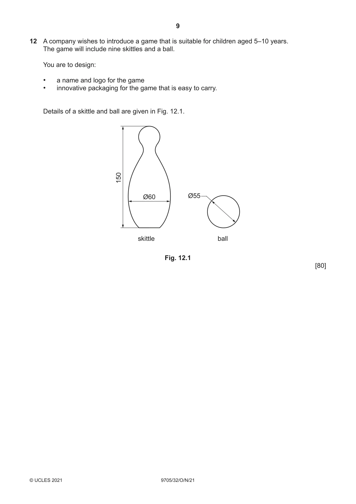 Cambridge A Level Design and Technology 9705 2021 Oct/Nov Paper 3 · Variant 2 question paper, page 9 of 12