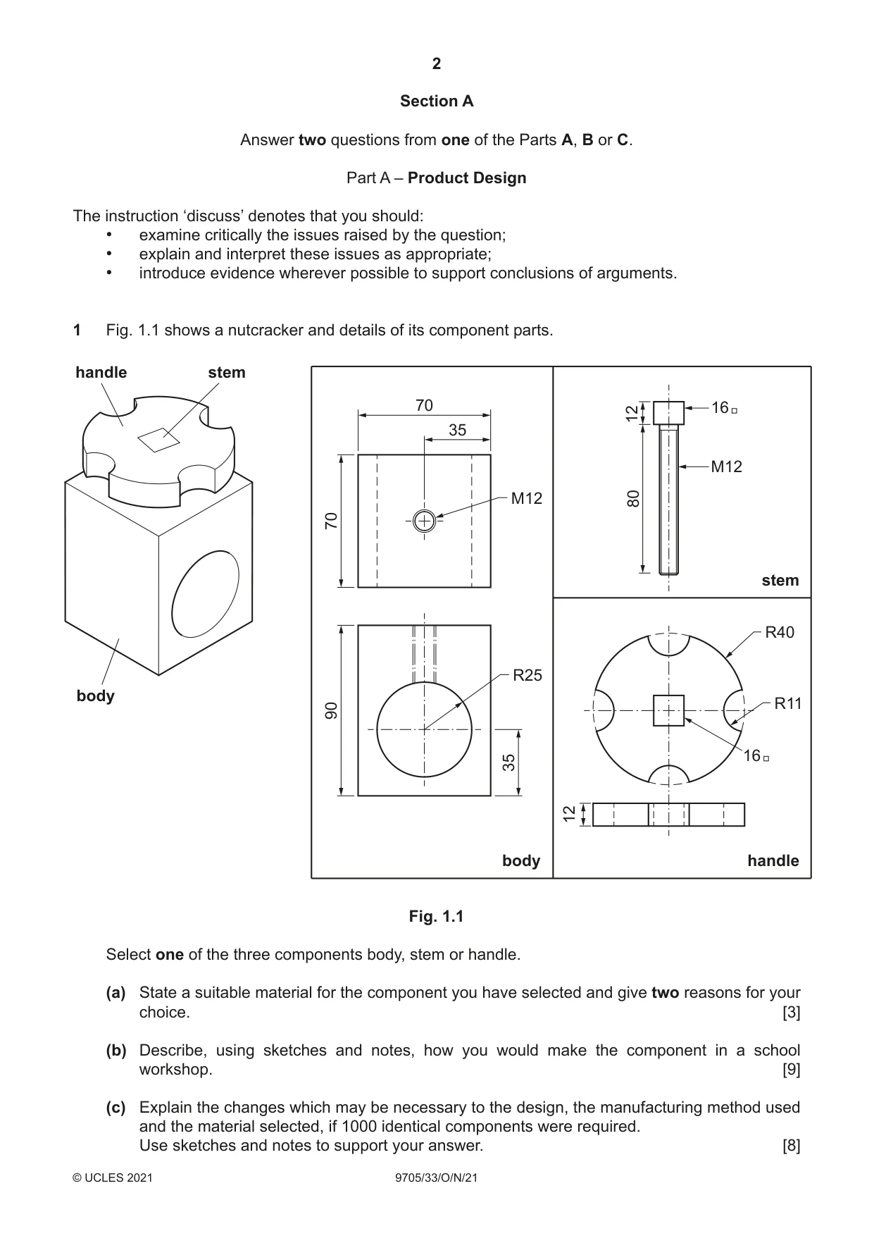 Cambridge A Level Design and Technology 9705 2021 Oct/Nov Paper 3 · Variant 3 question paper, page 2 of 12