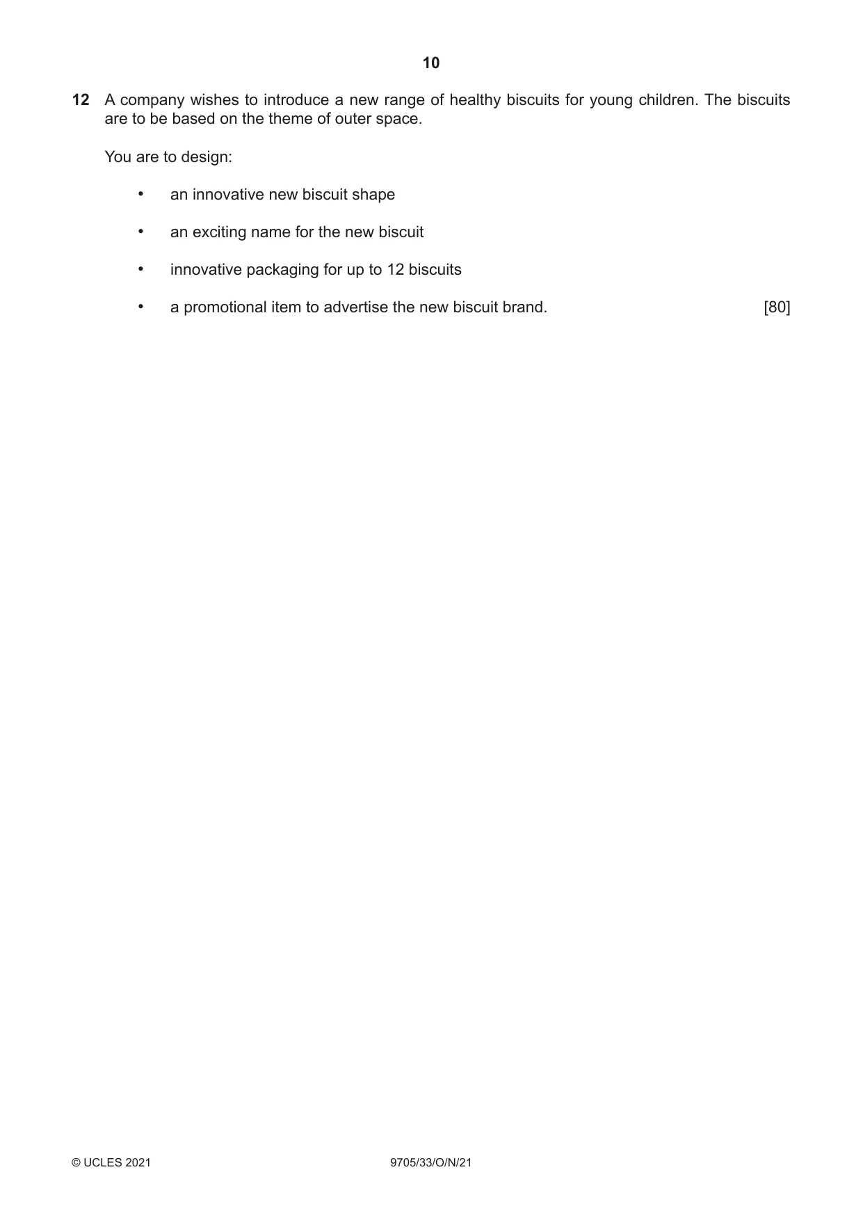 Cambridge A Level Design and Technology 9705 2021 Oct/Nov Paper 3 · Variant 3 question paper, page 10 of 12