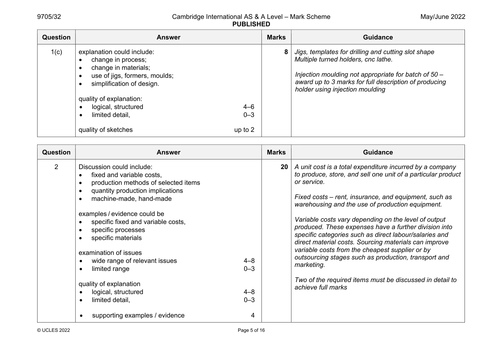 Mark scheme, page 5 of 16