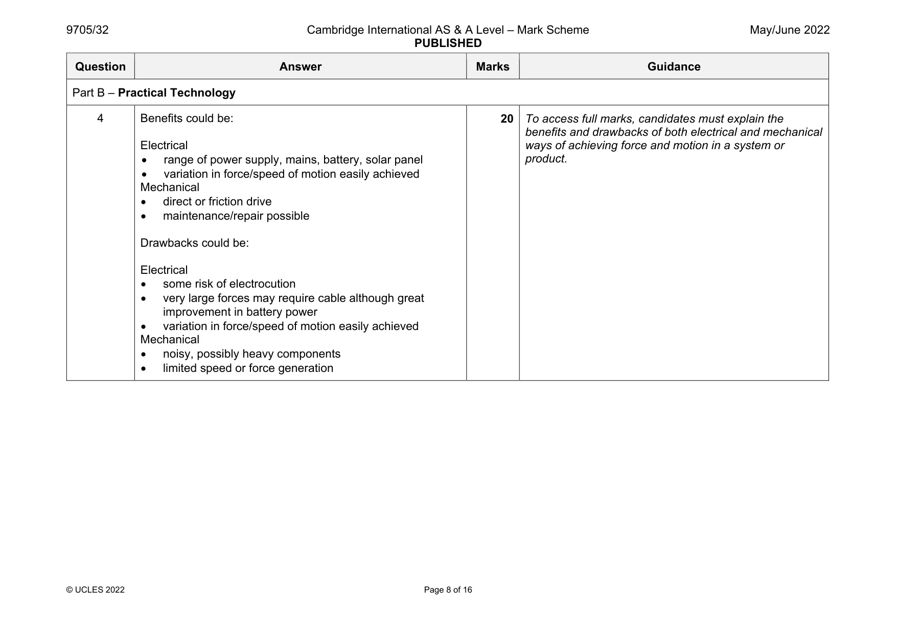Mark scheme, page 8 of 16