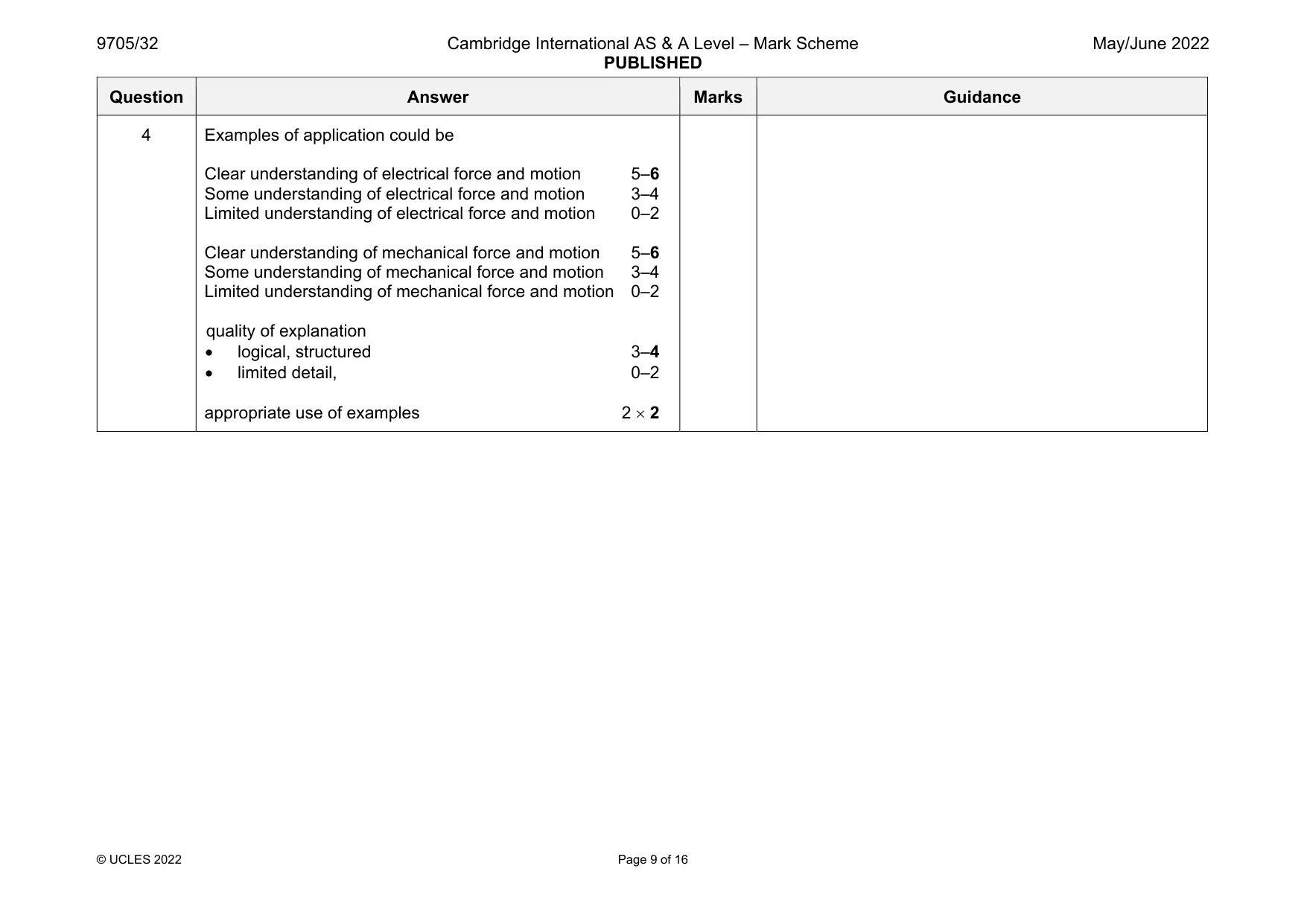 Mark scheme, page 9 of 16