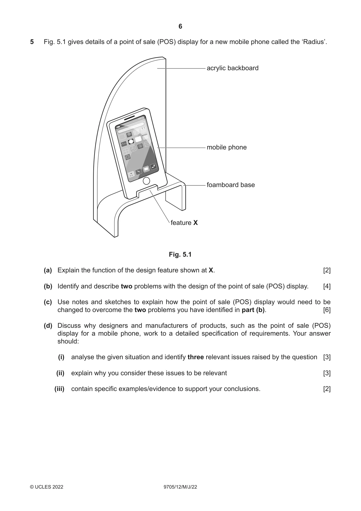 Cambridge A Level Design and Technology 9705 2022 May/June Paper 1 · Variant 2 question paper, page 6 of 12