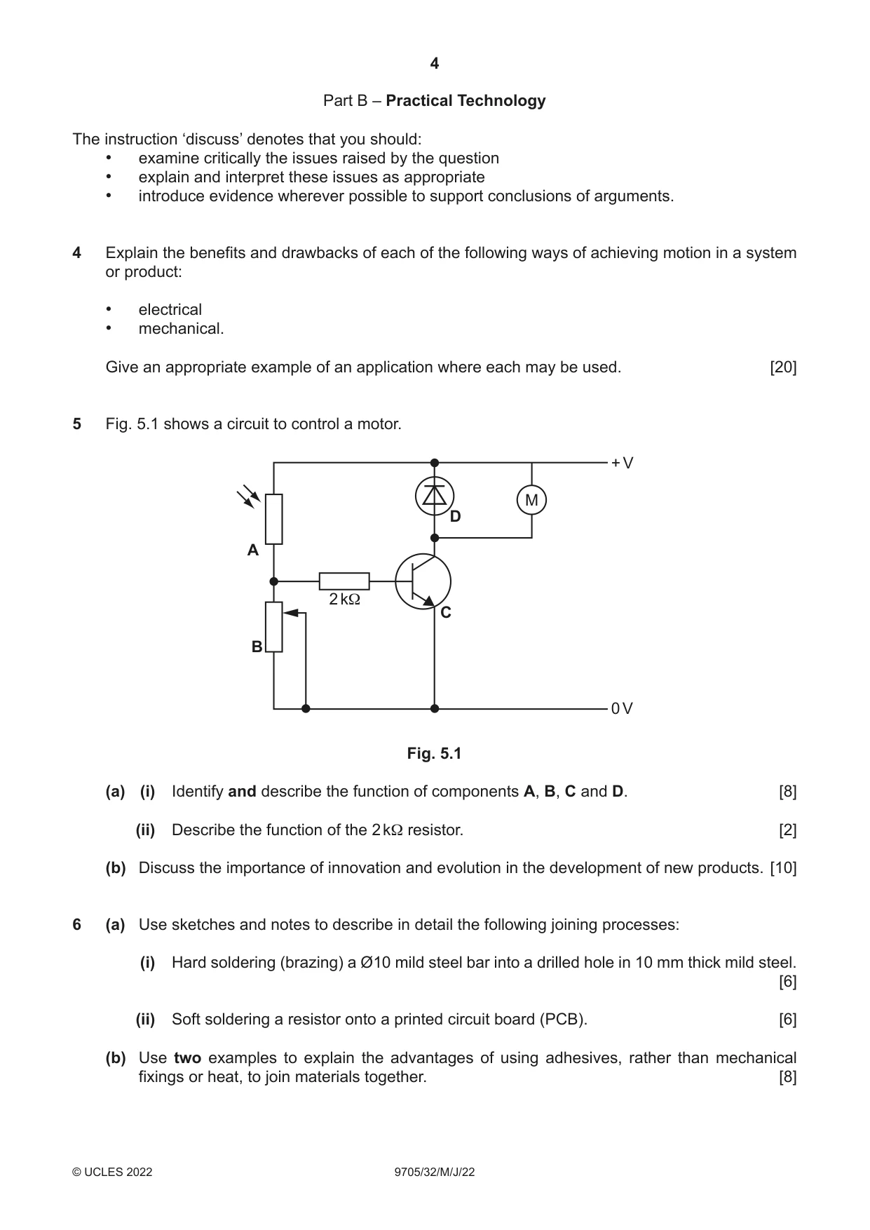 Cambridge A Level Design and Technology 9705 2022 May/June Paper 3 · Variant 2 question paper, page 4 of 8