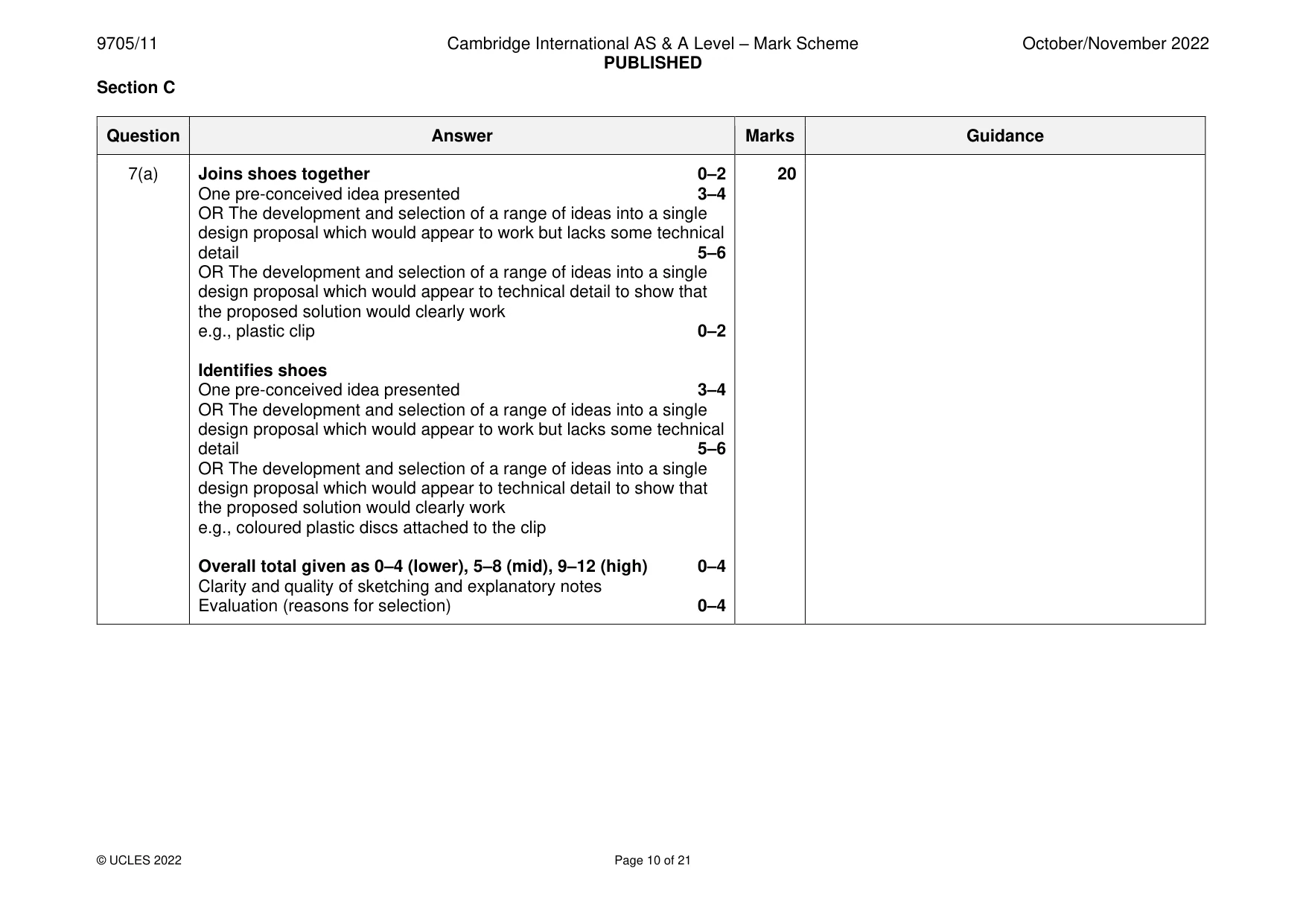 Mark scheme, page 10 of 21