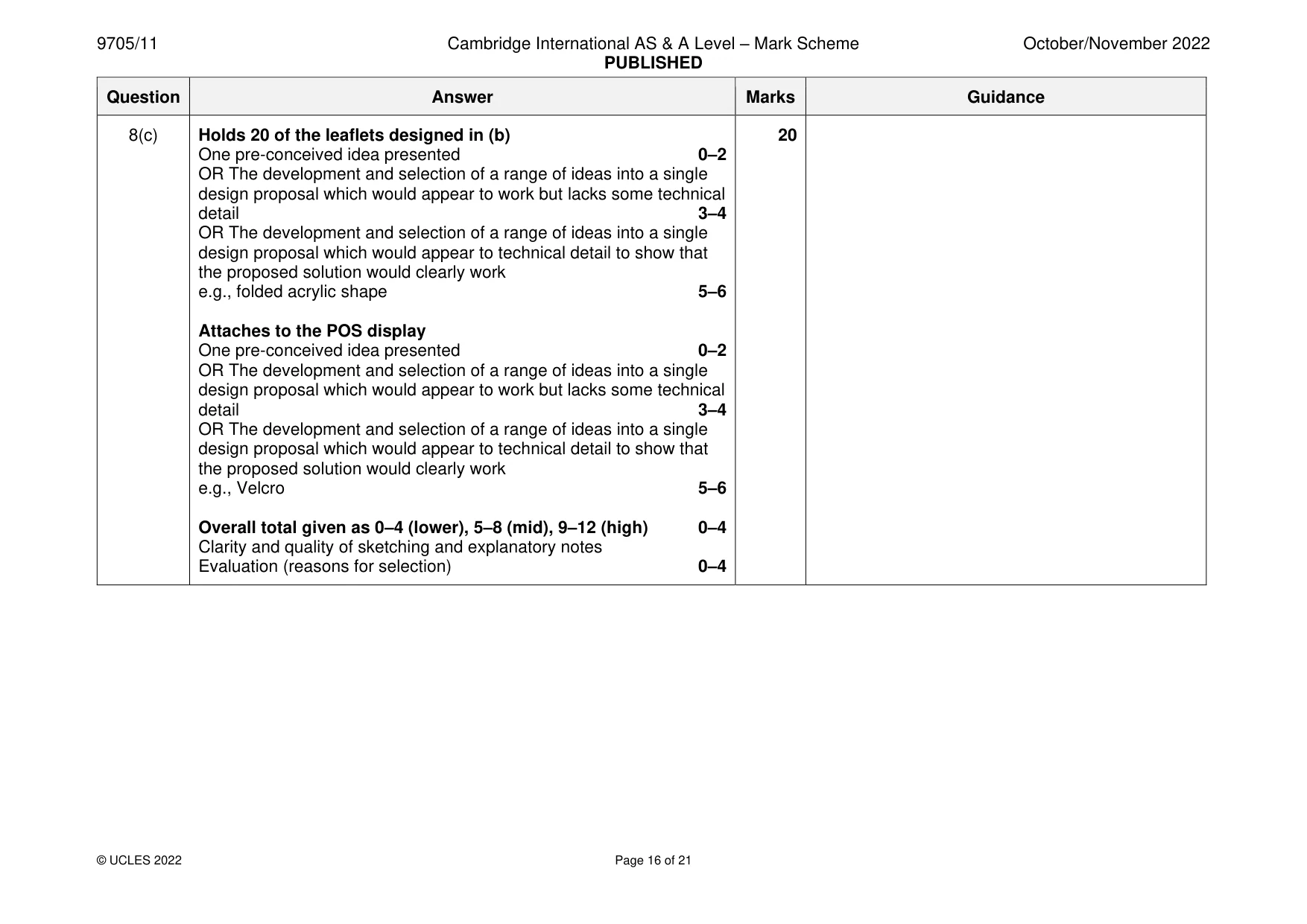 Mark scheme, page 16 of 21