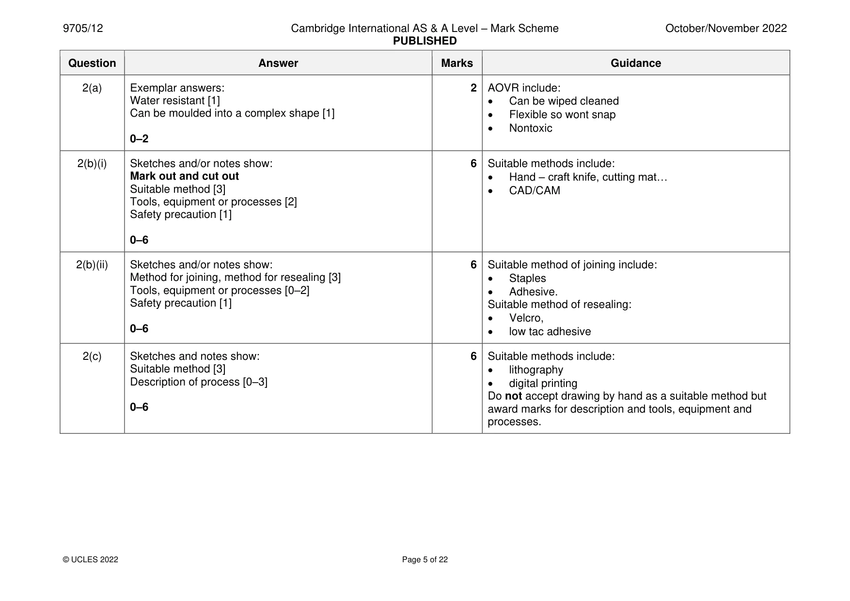 Mark scheme, page 5 of 22