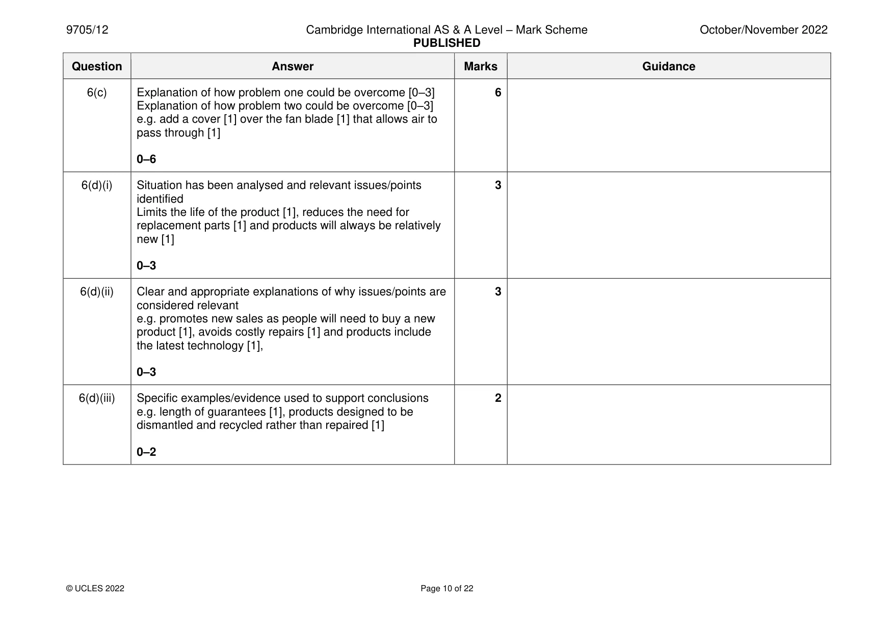 Mark scheme, page 10 of 22