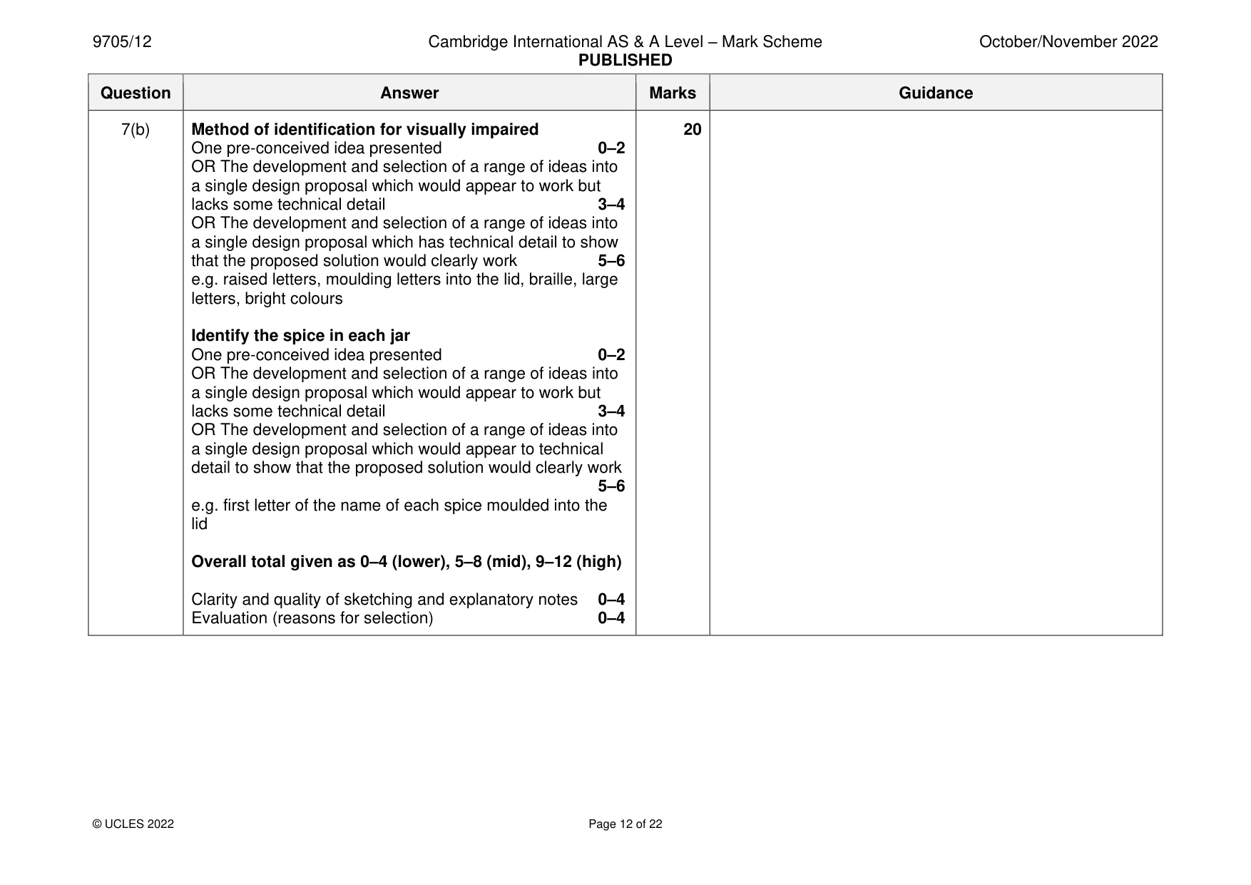 Mark scheme, page 12 of 22