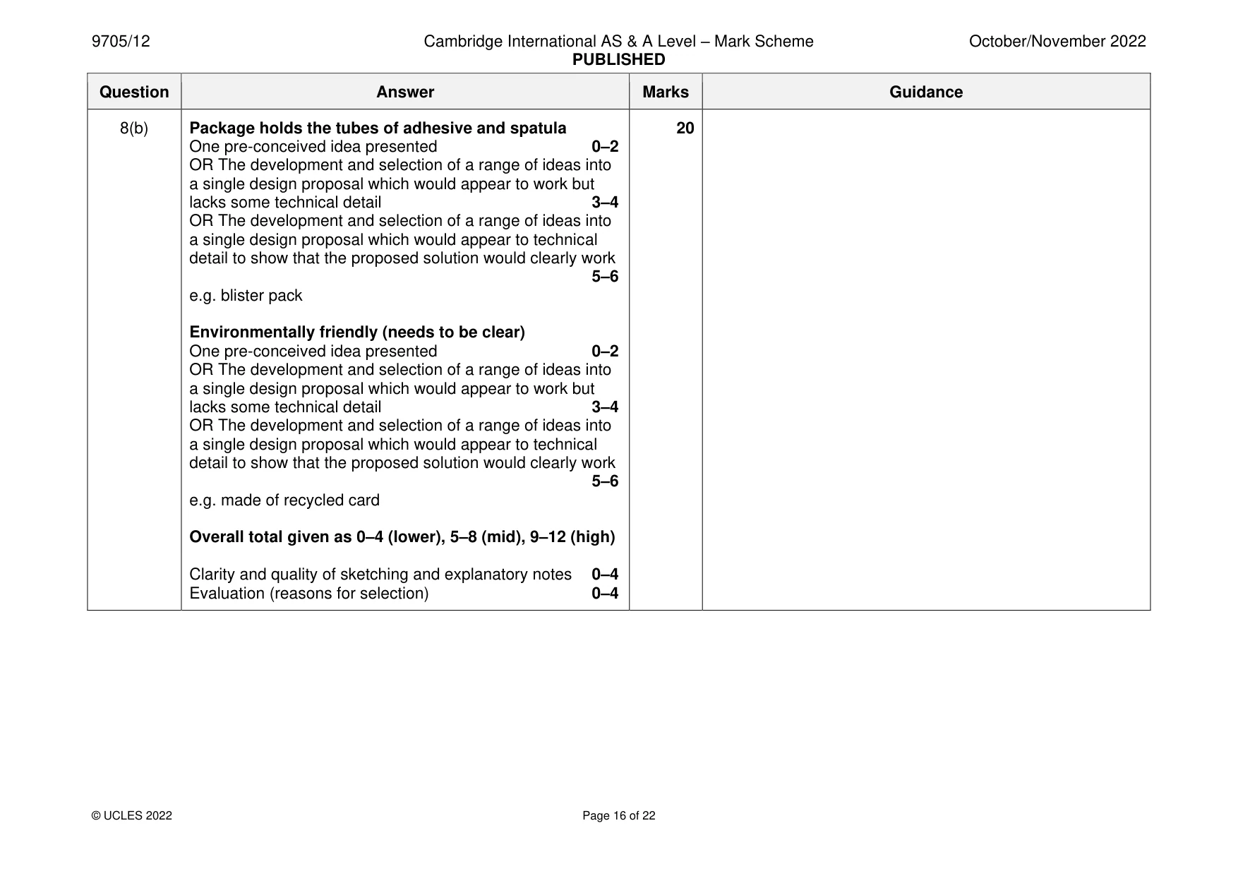 Mark scheme, page 16 of 22