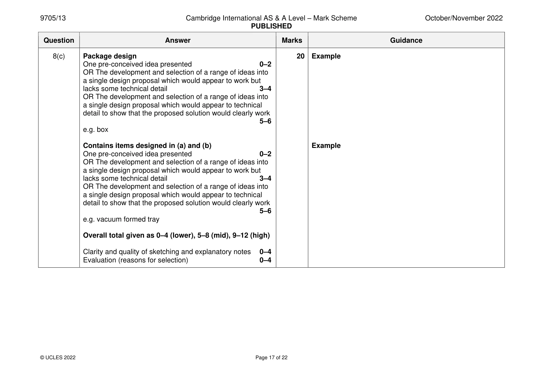 Mark scheme, page 17 of 22
