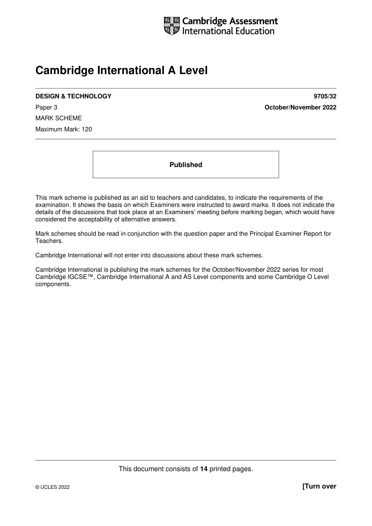 Mark scheme, page 1 of 14