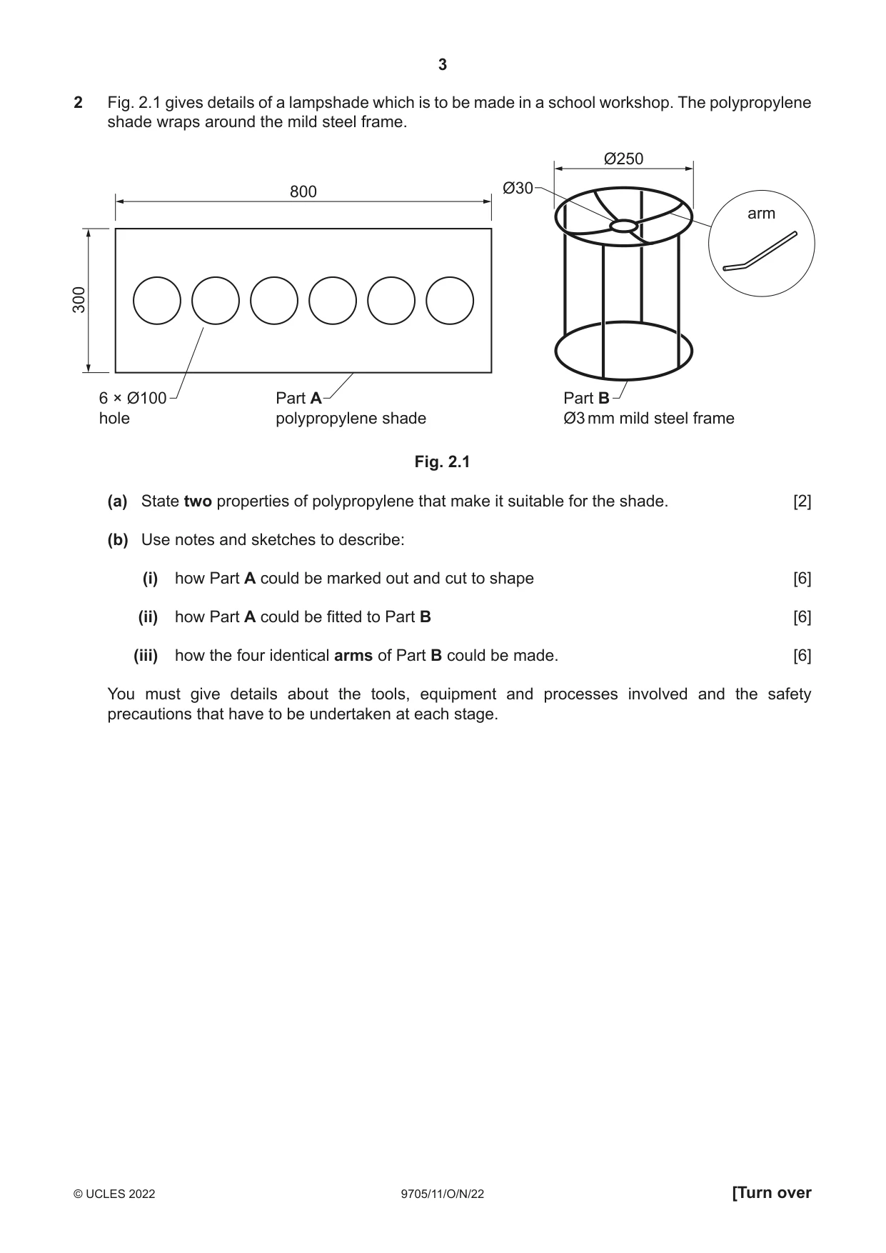 Cambridge A Level Design and Technology 9705 2022 Oct/Nov Paper 1 · Variant 1 question paper, page 3 of 12