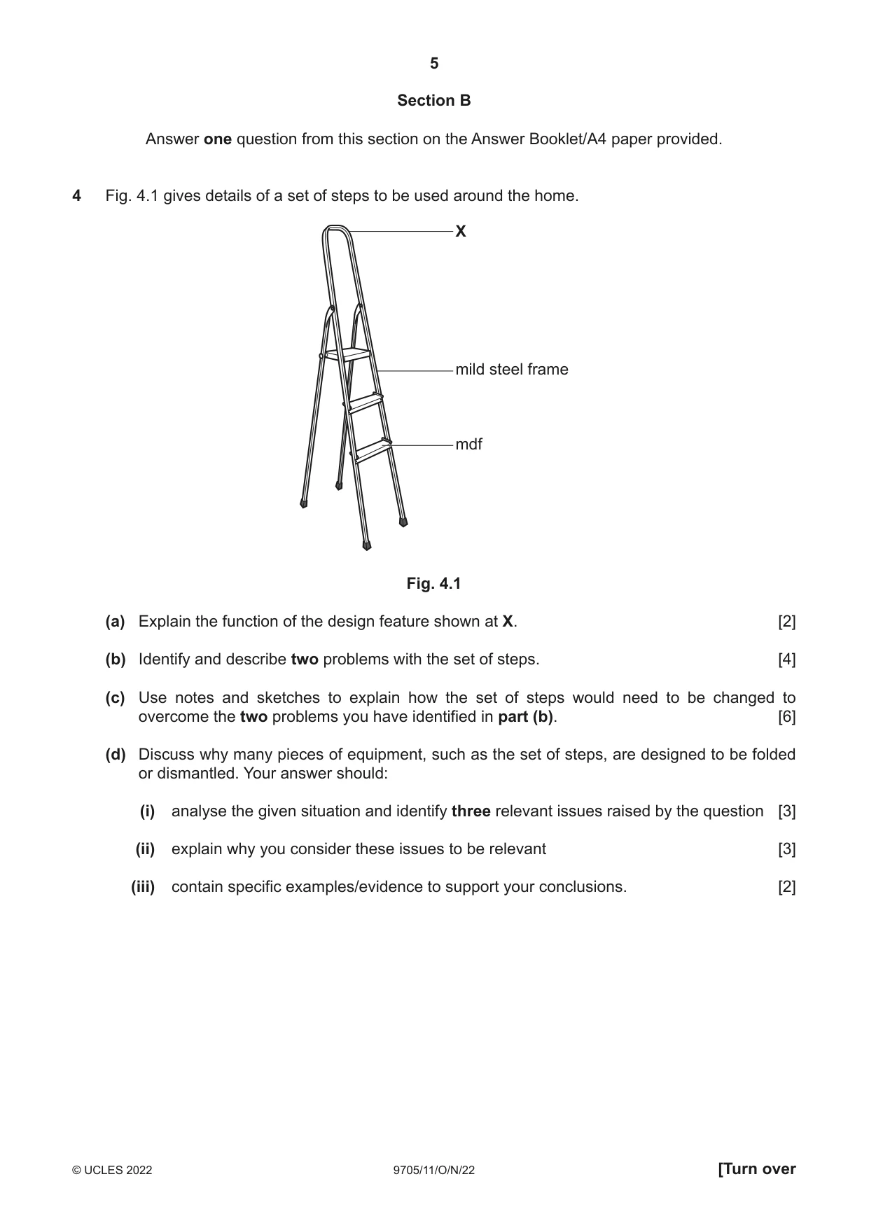 Cambridge A Level Design and Technology 9705 2022 Oct/Nov Paper 1 · Variant 1 question paper, page 5 of 12