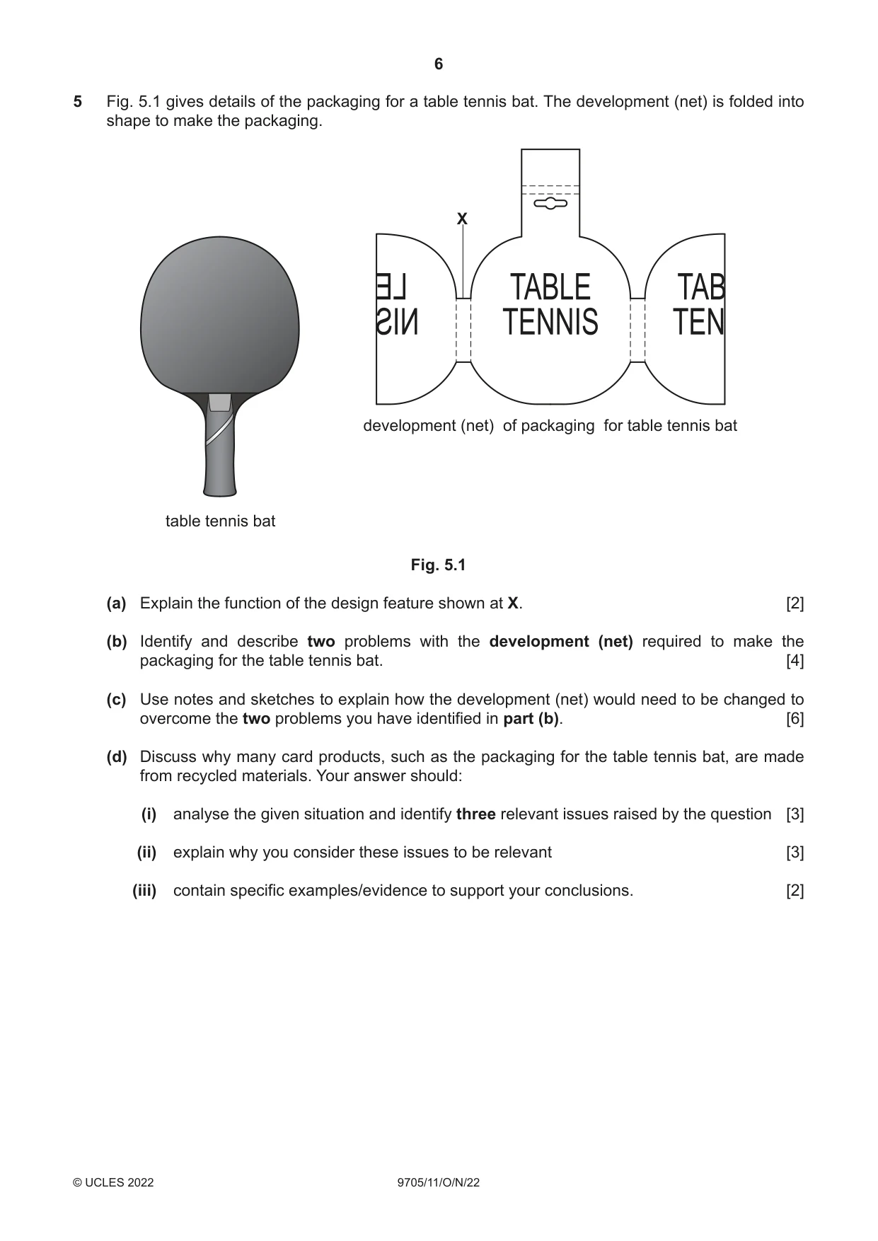 Cambridge A Level Design and Technology 9705 2022 Oct/Nov Paper 1 · Variant 1 question paper, page 6 of 12
