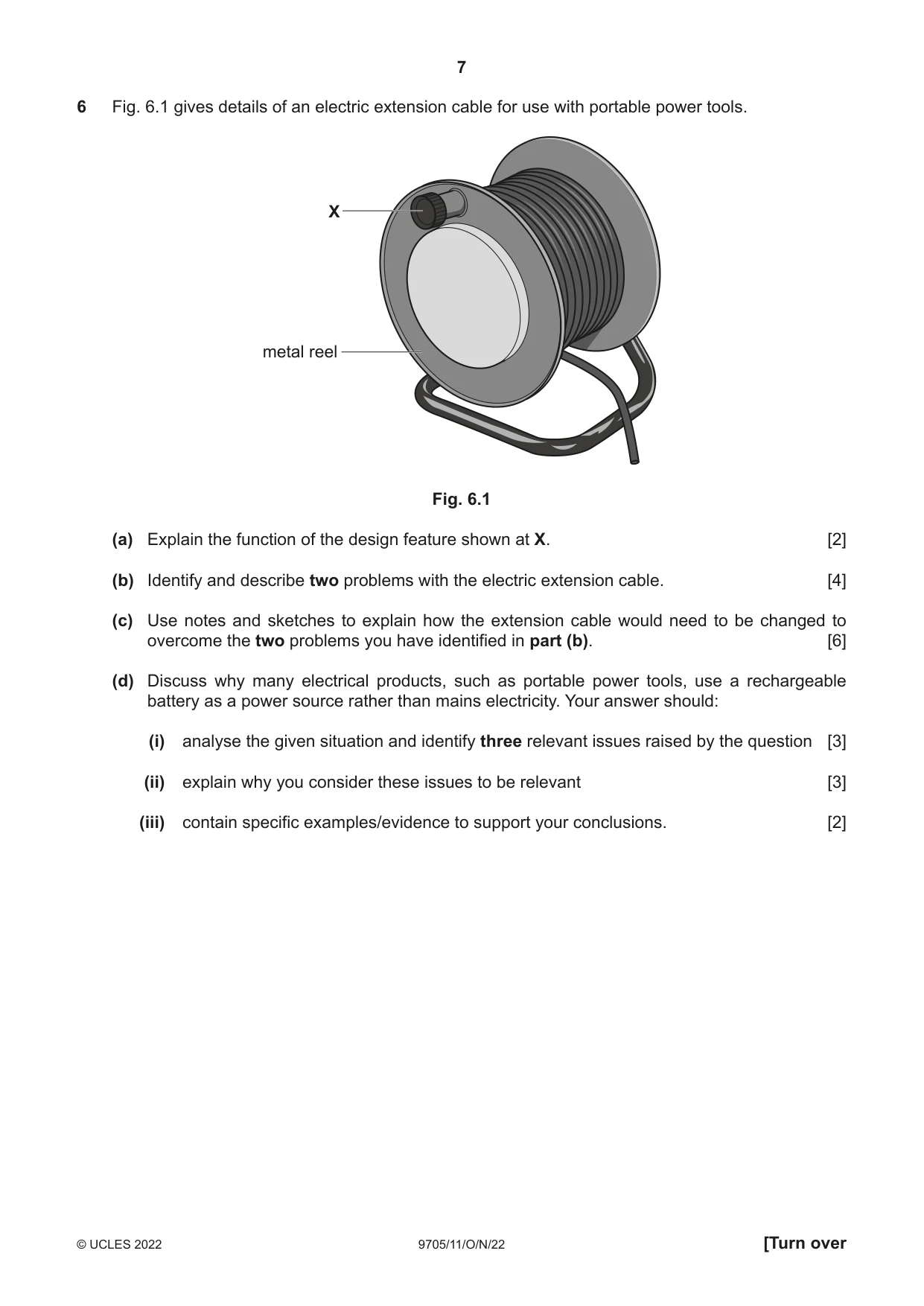 Cambridge A Level Design and Technology 9705 2022 Oct/Nov Paper 1 · Variant 1 question paper, page 7 of 12