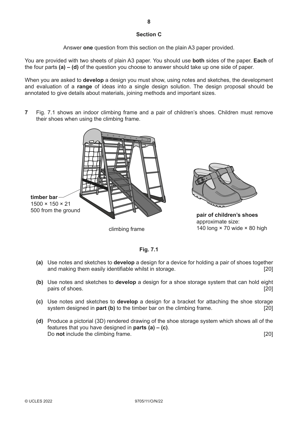 Cambridge A Level Design and Technology 9705 2022 Oct/Nov Paper 1 · Variant 1 question paper, page 8 of 12